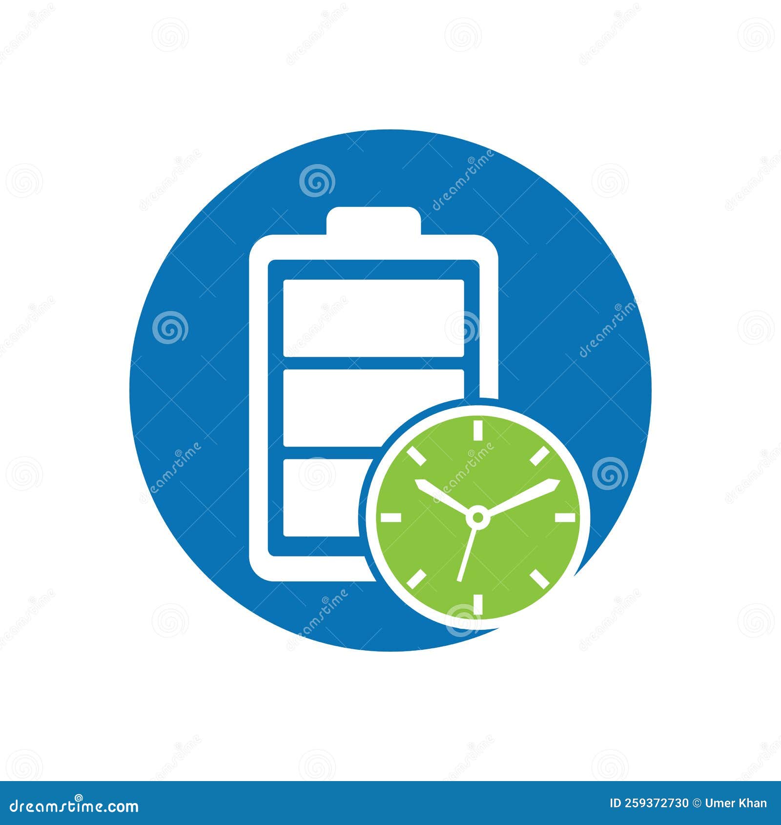 Battery Time Logo Design Template. Stock Vector Illustration of