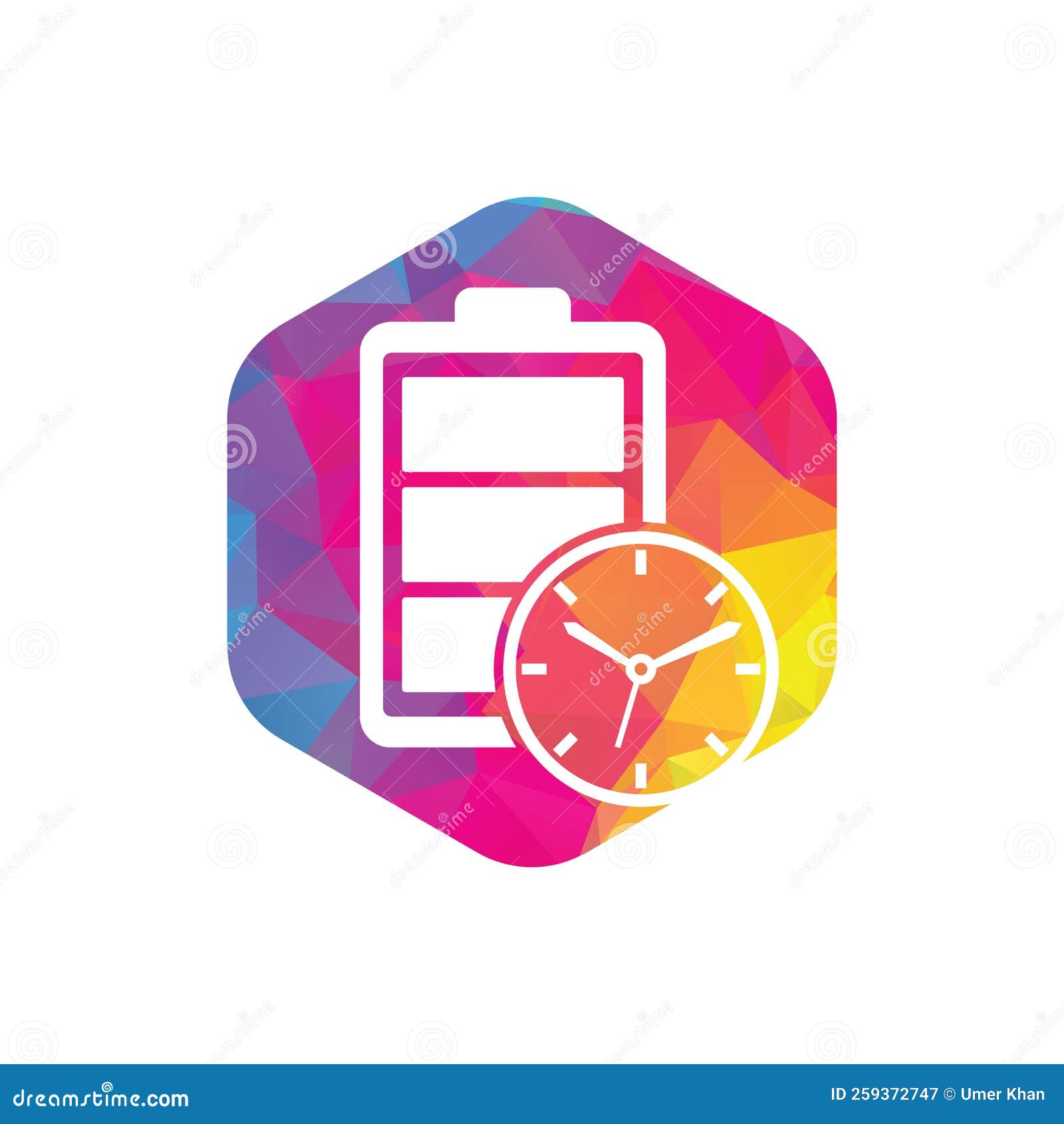 Battery Time Logo Design Template. Stock Vector Illustration of