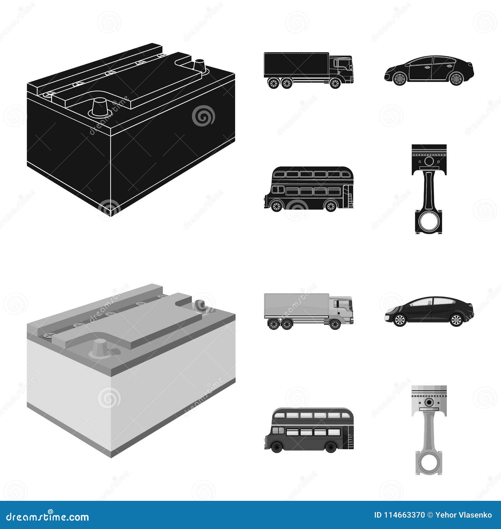 battery and transport black,monochrom icons in set collection for .car maintenance station   stock