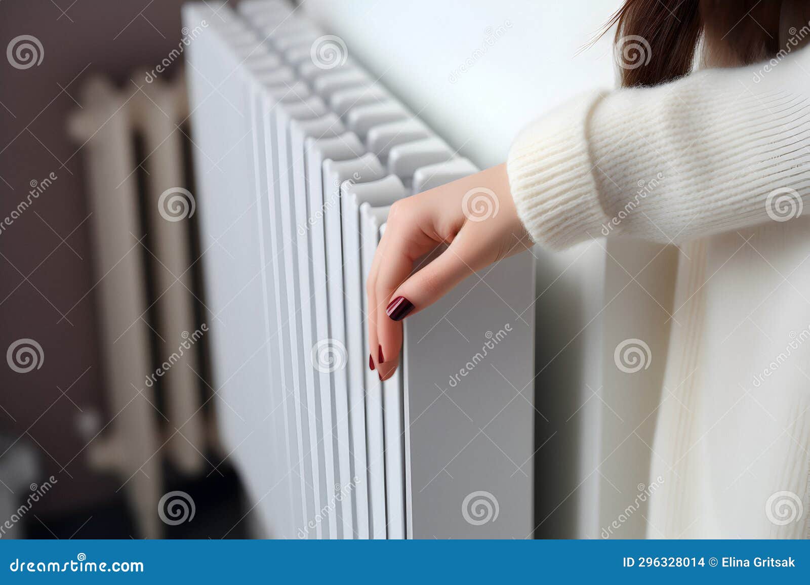 Battery Warm, Hands Over Radiator, Central Heating Battery, Stock Photo