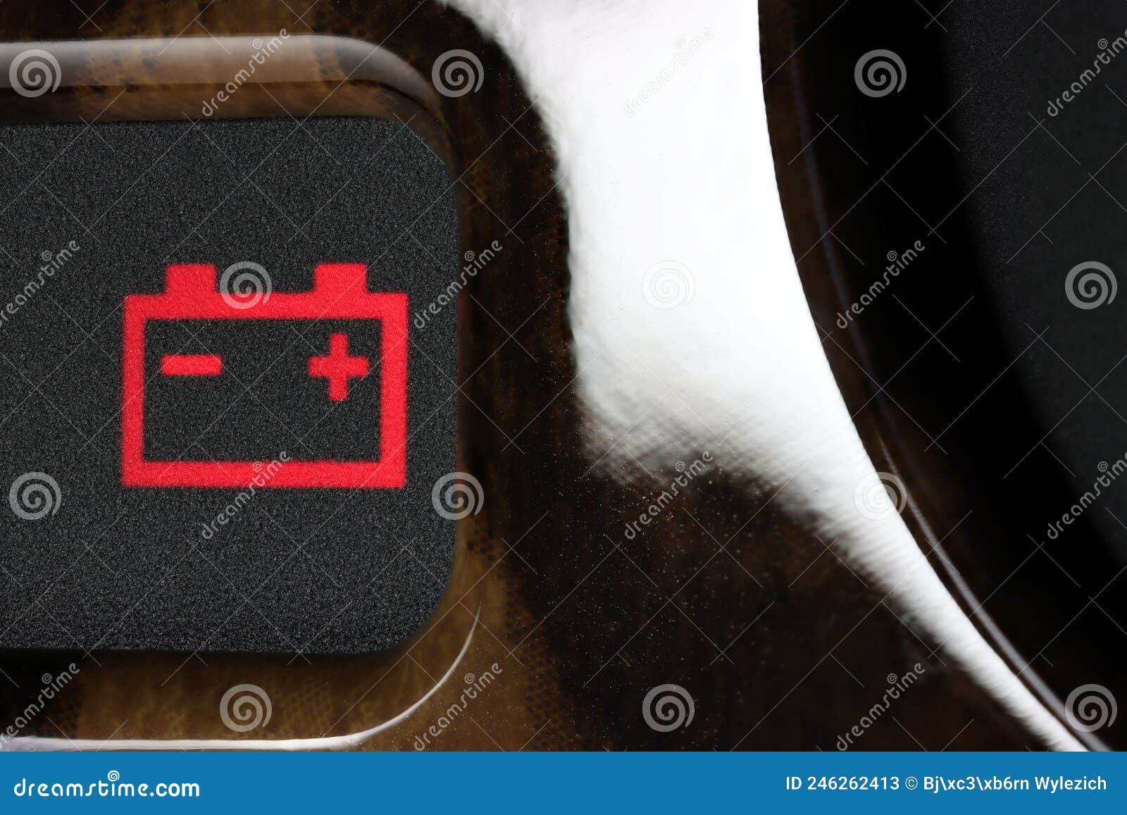 Battery warning light stock image. Image of discharge 246262413