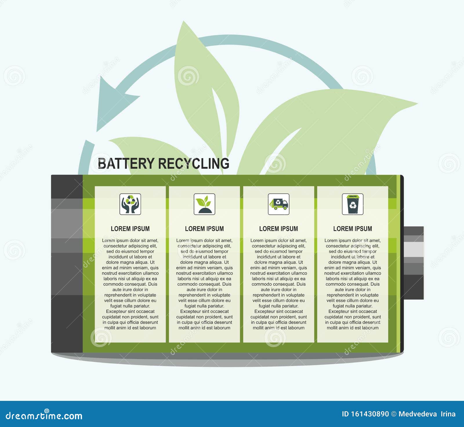 Battery and Waste Recycling Concept. Infographic Template Stock Vector