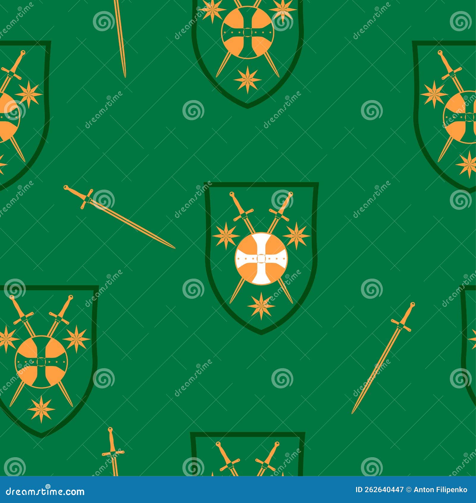 battle sword and medieval shield. seamless pattern. weapon texture. vikings ornament