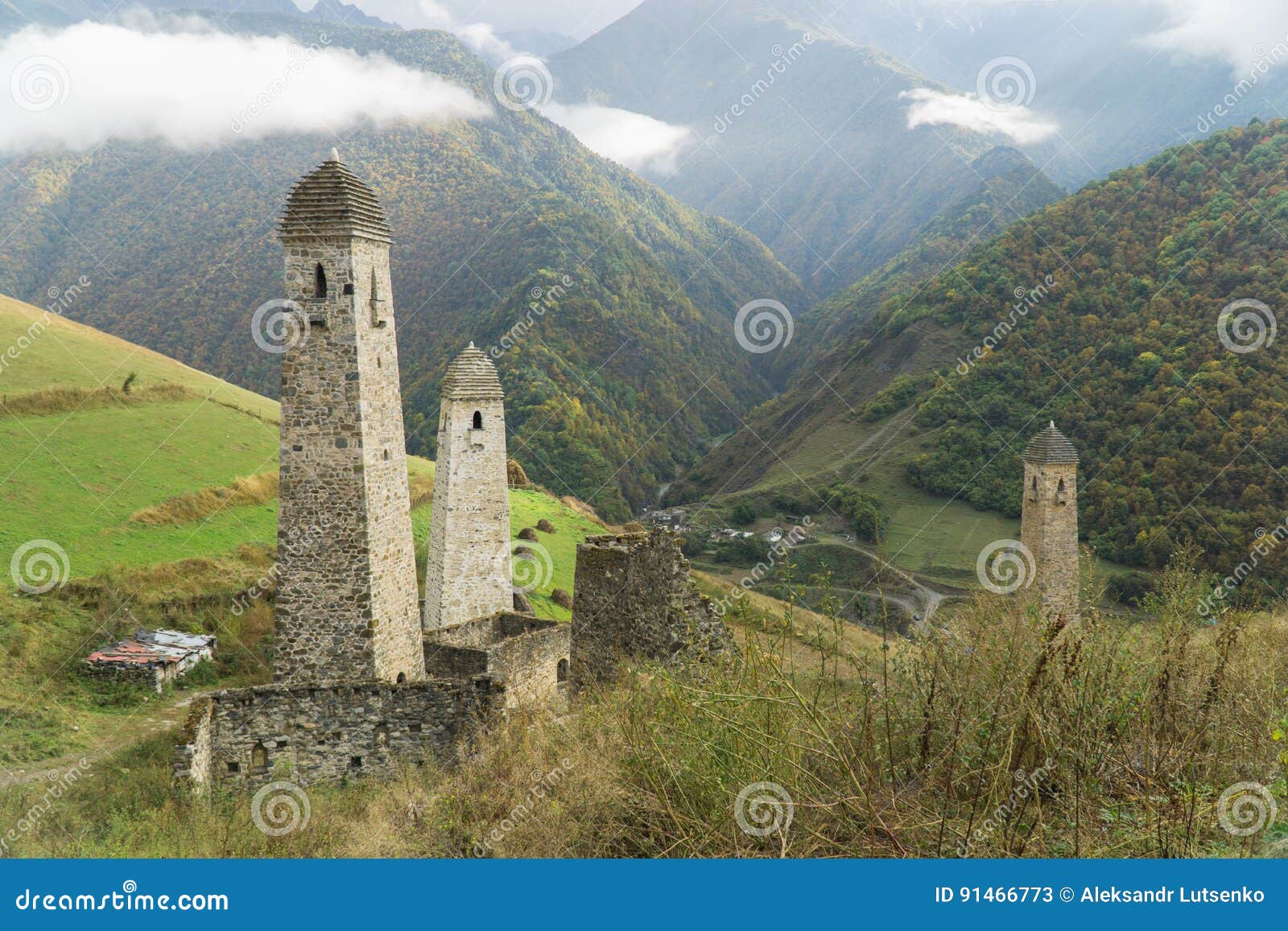 battle towers erzi in the jeyrah gorge, republic of ingushetia