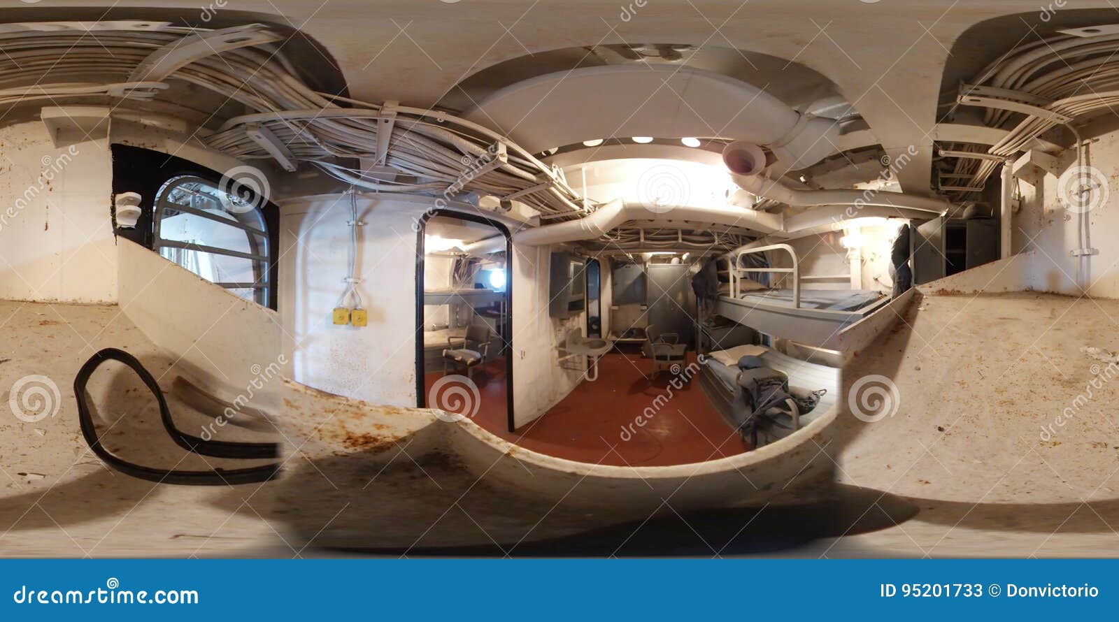 Battleship Uss Alabama Interior View 360 Vr Stock Image