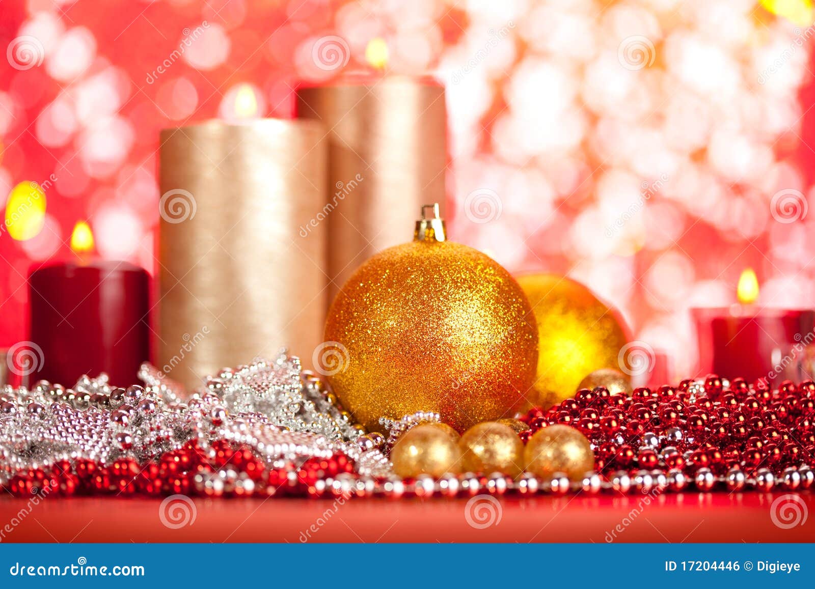 Baubles and candles stock photo. Image of december, ball 17204446