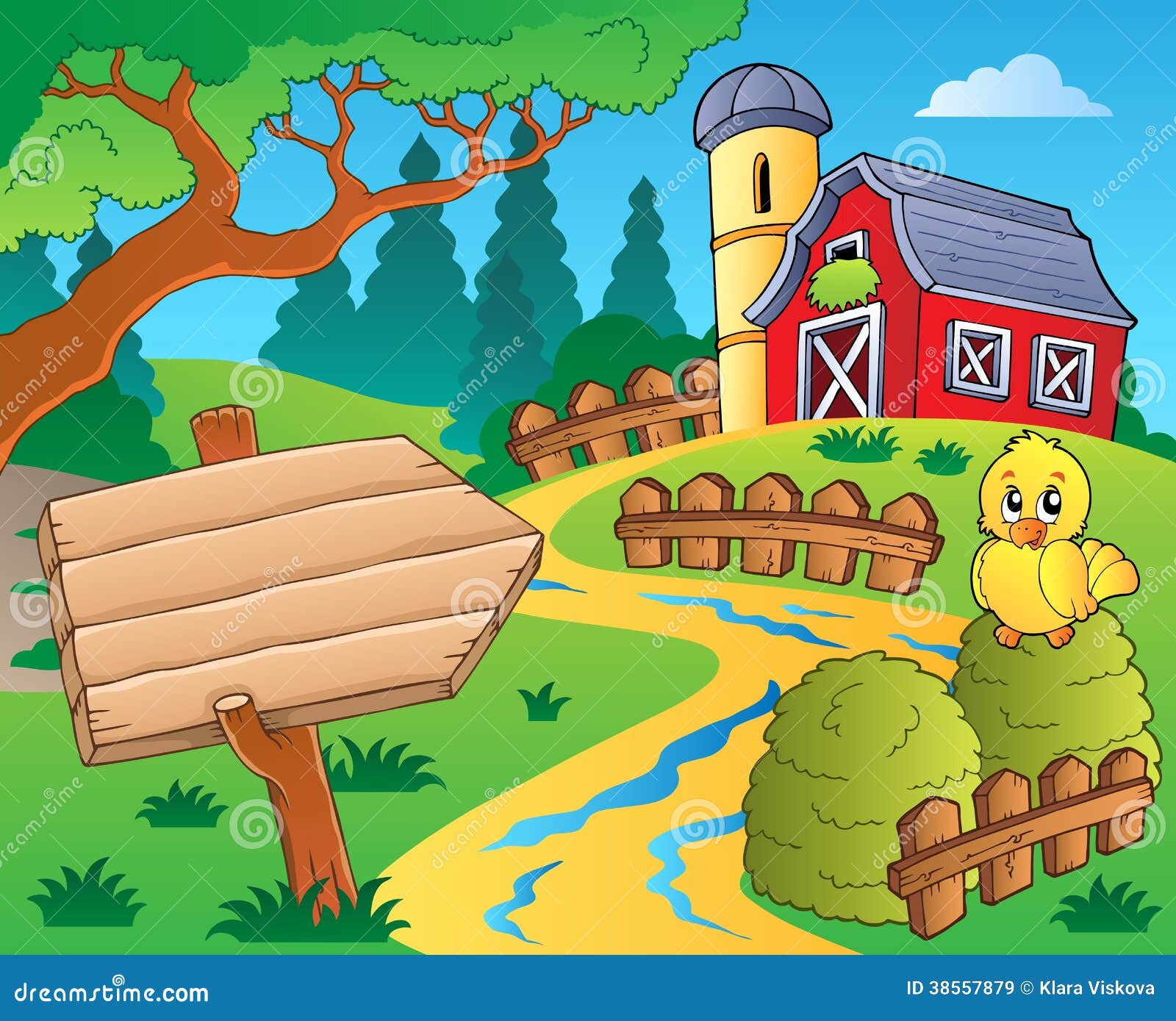 Bauernhofthema Mit Roter Scheune 3 Vektor Abbildung - Illustration von