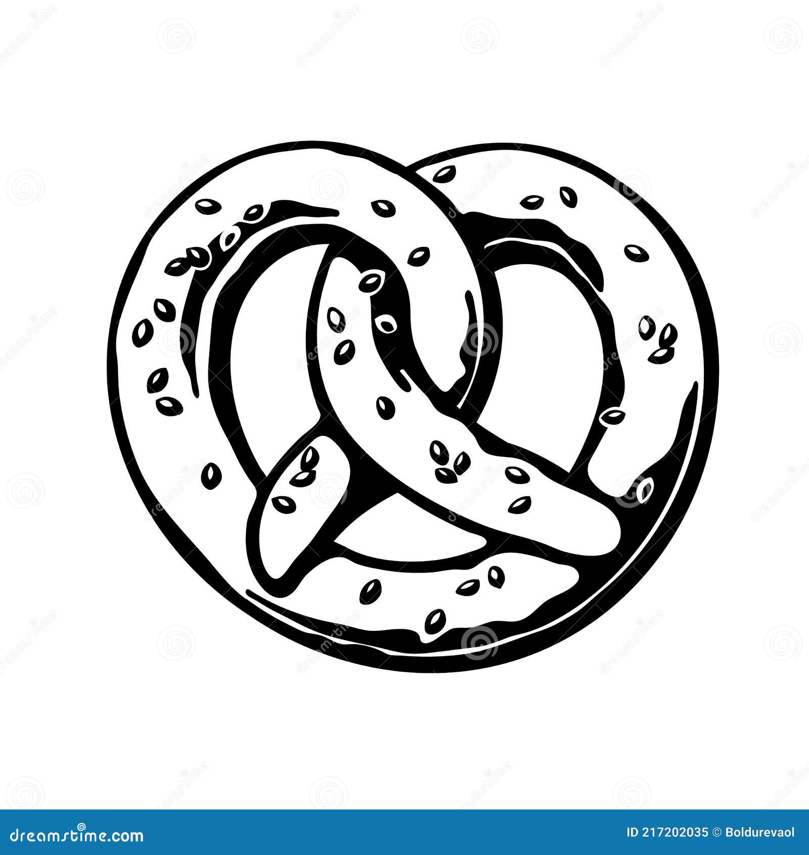 Bavarian Pretzel. Black and White Vector Illustration Stock Vector Illustration of october