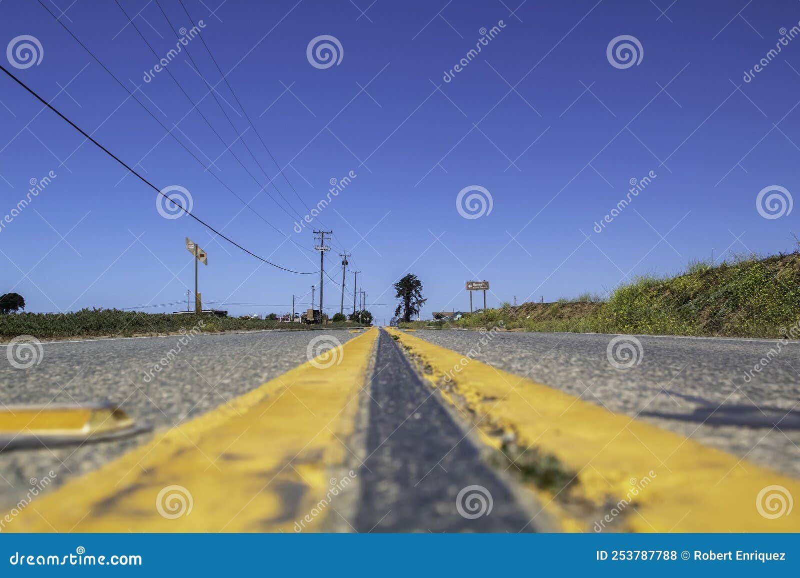 A Bay Area Back Road Going Somewhere in Watsonville, CA Stock Photo