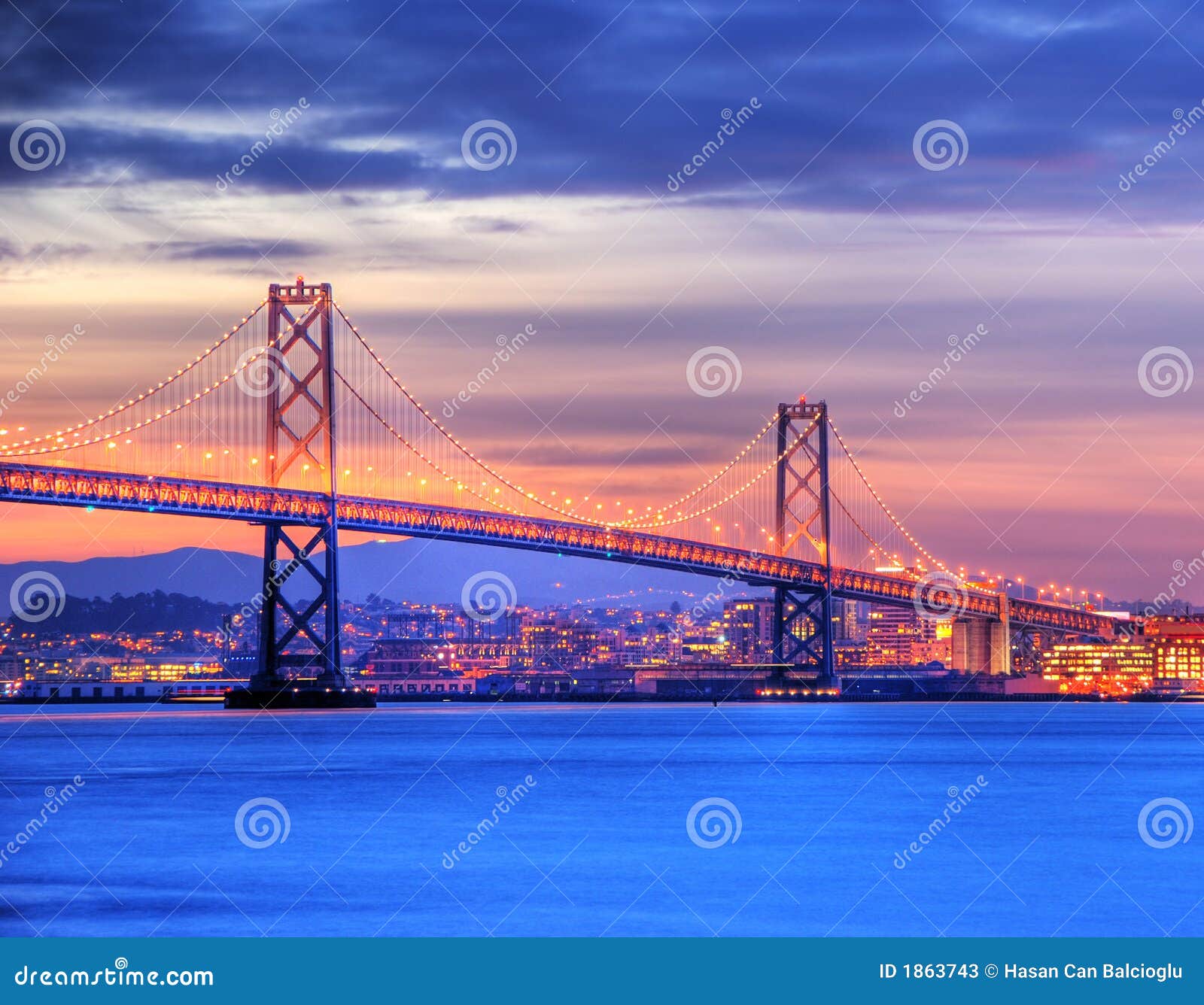 Bay Bridge, San Francisco at Dusk Stock Image Image of buena, evening