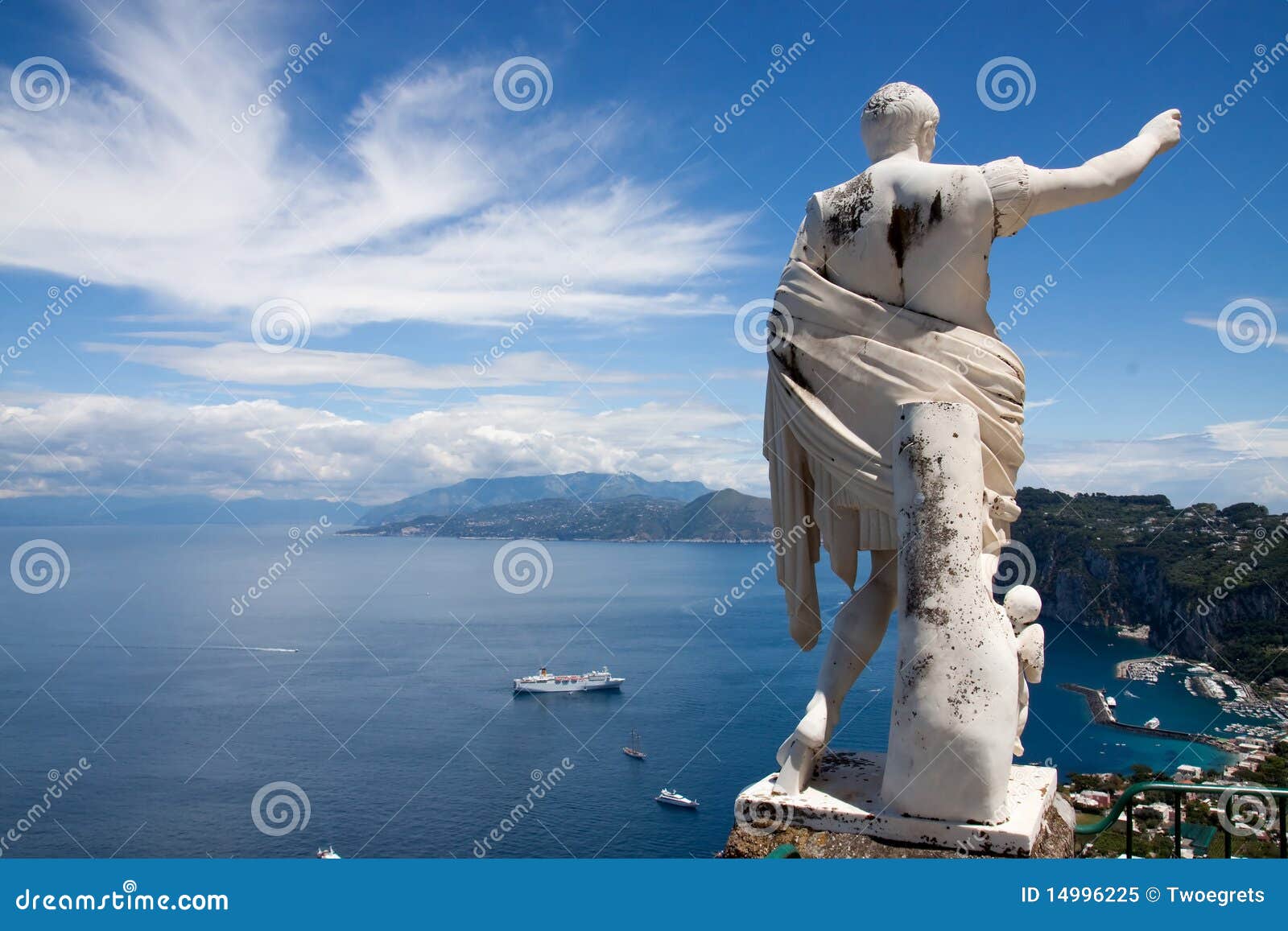 Bay of Capri Italy with Ceasar Statue Stock Image Image of outdoors