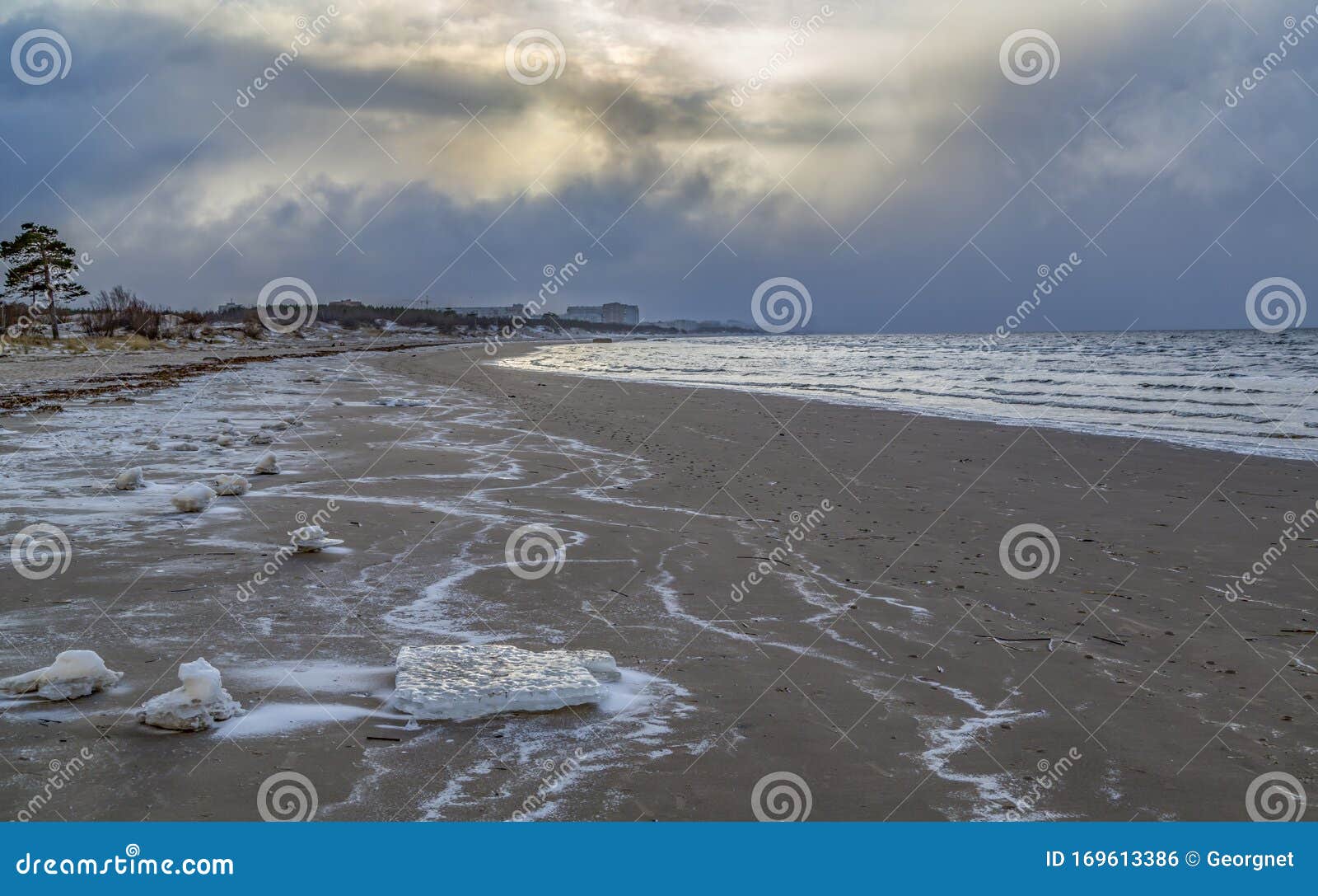 The bay of the cold sea. stock photo. Image of walks - 169613386