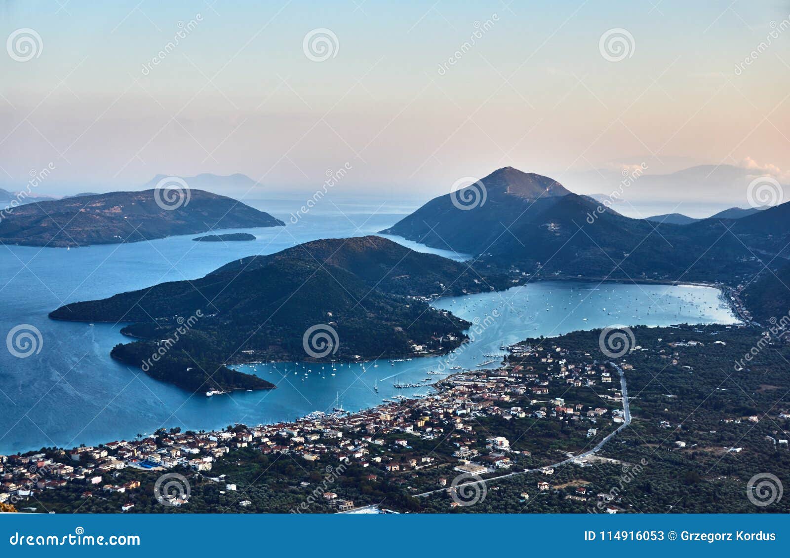 The Bay, Port and City of Nydri Stock Image - Image of sailboat, ionian ...