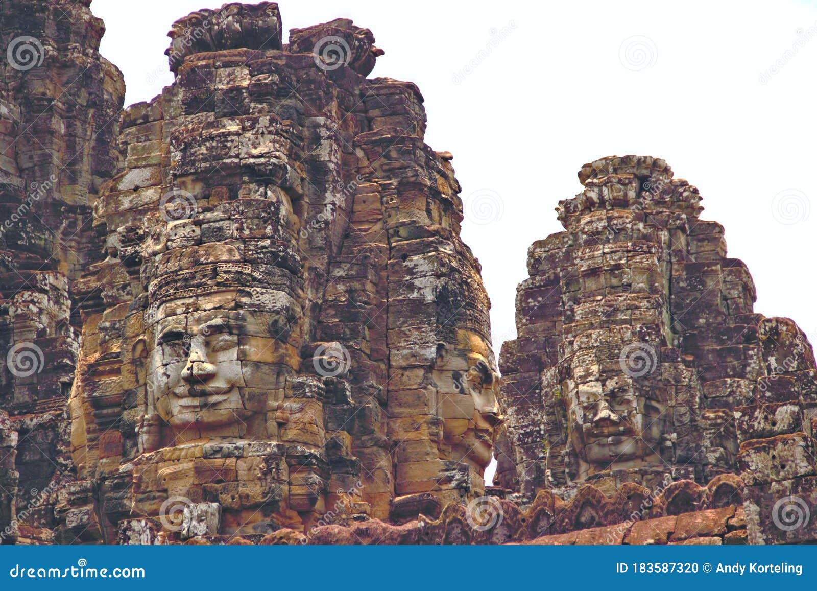 Stone Faces Of Angkor Thom Bayon Angkor Wat Cambodia Jayavarman Vii Buddha Stock Photo Image Of Asian Carving