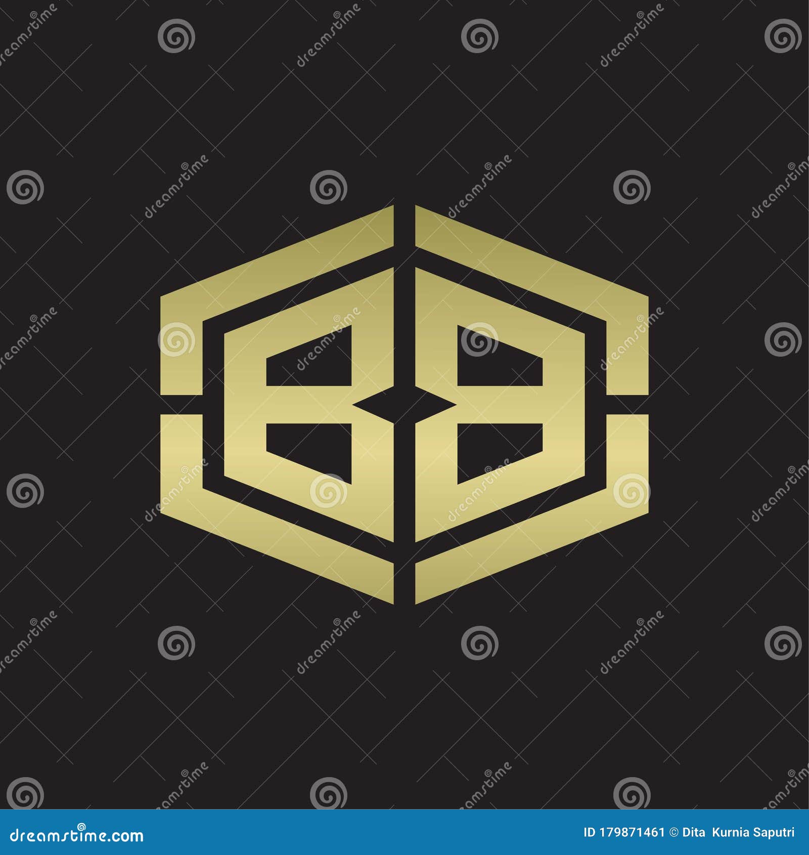 Bb monogram logo with hexagon shape and line Vector Image