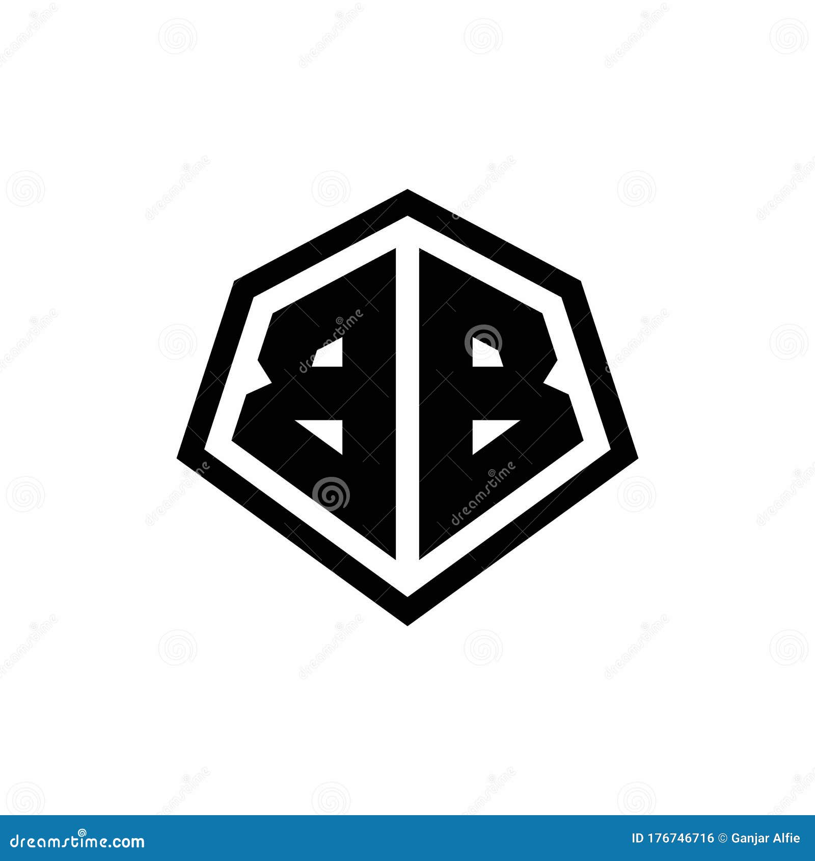 Bb monogram logo with hexagon shape and line Vector Image