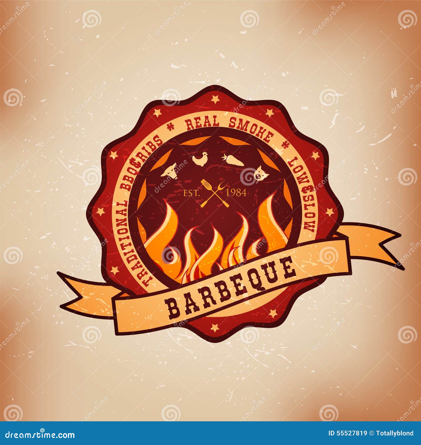 BBQ Barbecue Logo Emblem Design Stock Vector Illustration of vintage