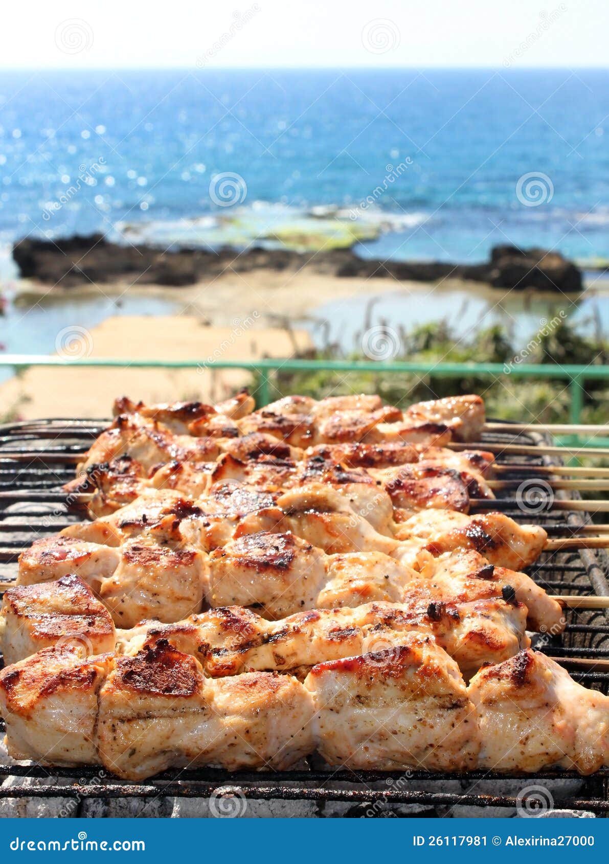 BBQ on the beach stock image. Image of lunch, kebabs 26117981
