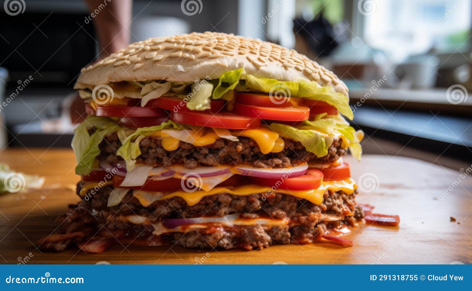 BBQ Burger with Layered Assembly Stock Illustration Illustration of