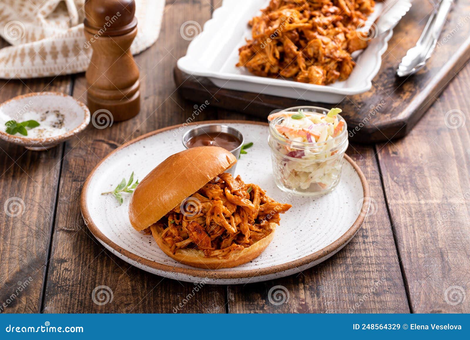 BBQ Chicken Sandwich on a Brioche Bun with Coleslaw Stock Image Image