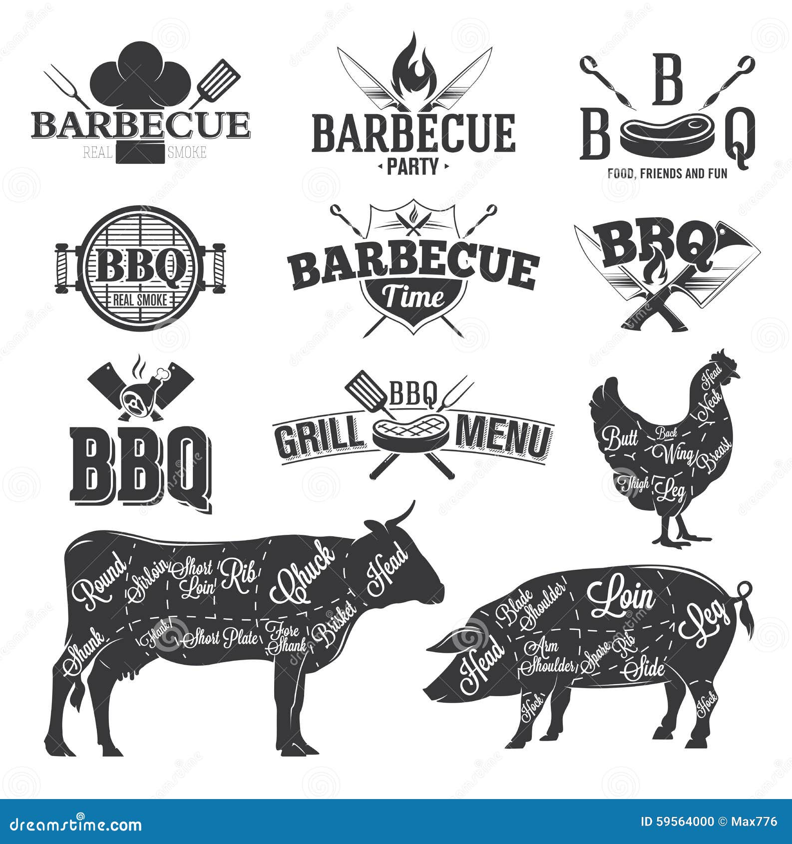 BBQ Emblems and Logos stock vector. Illustration of sauce 59564000