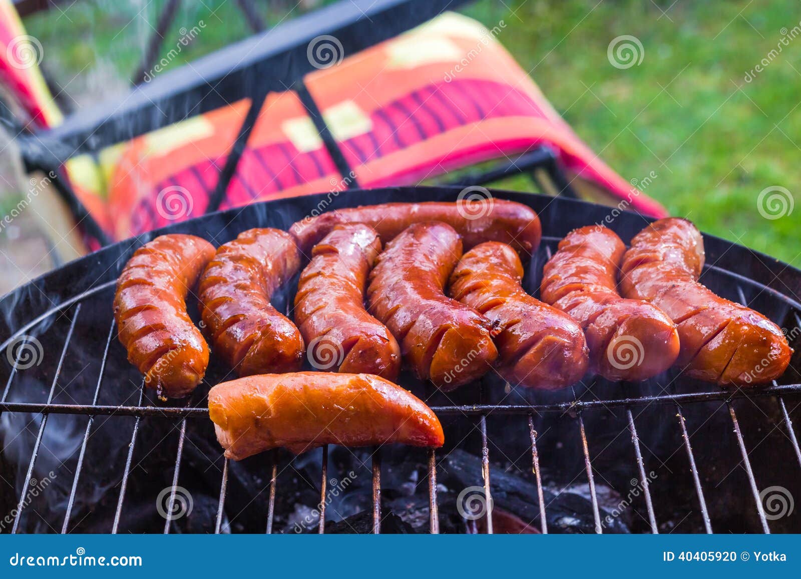 BBQ fried sausages grill stock photo. Image of dinner 40405920
