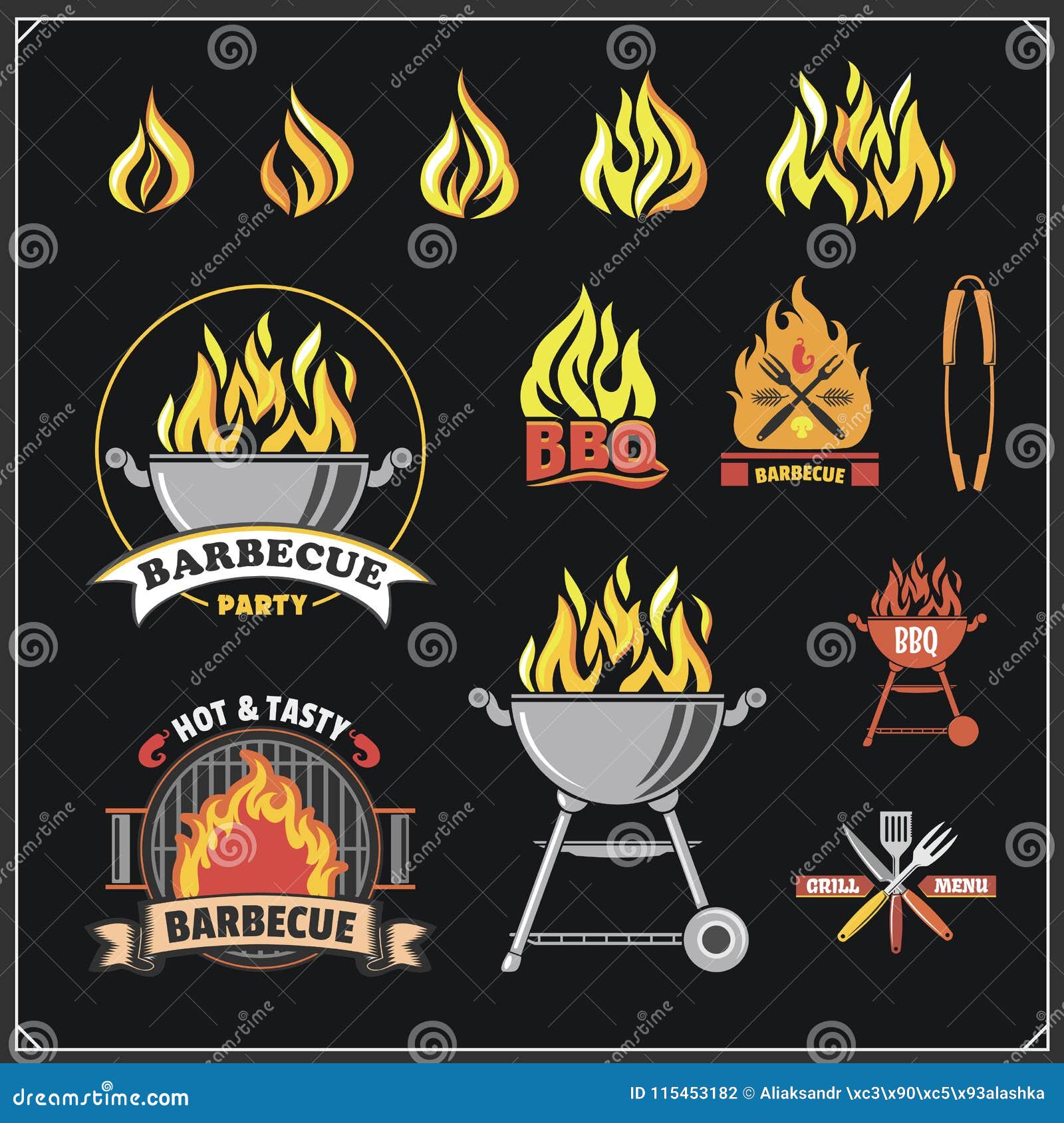 BBQ and Grill Labels Set. Barbecue Emblems, Badges and Design Elements