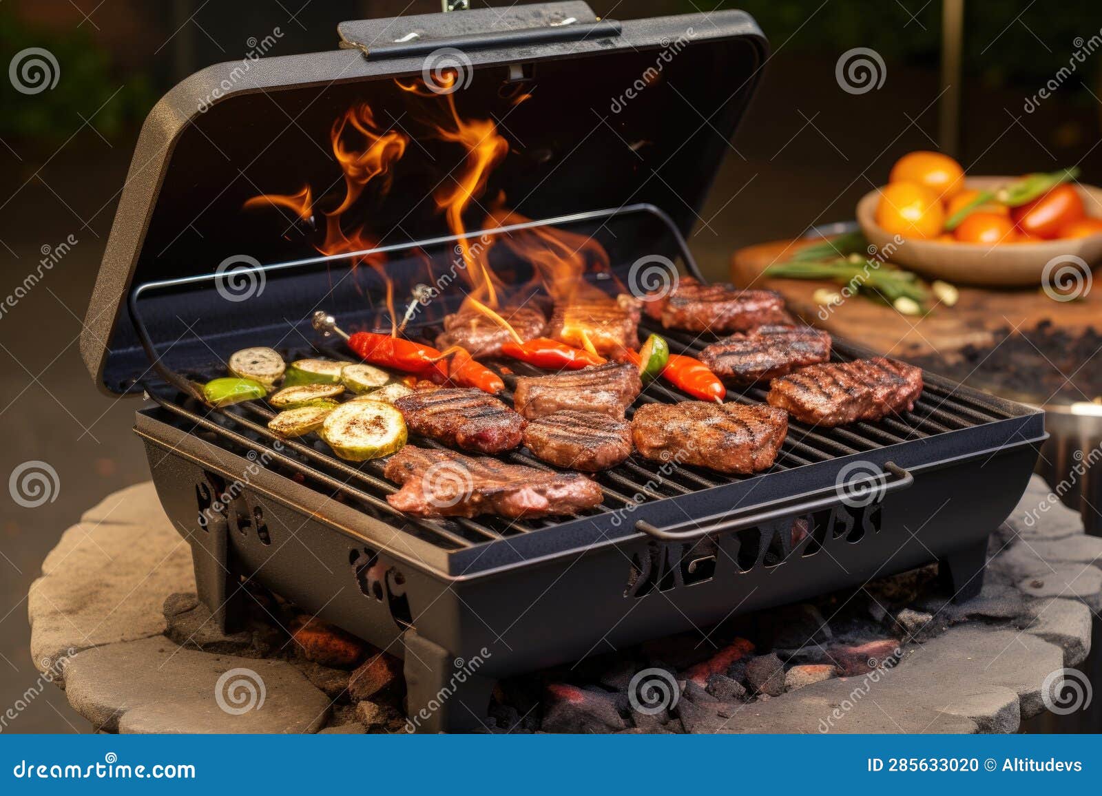 Bbq Grill with a Lid Open, Showcasing Hot Coals Stock Photo Image of