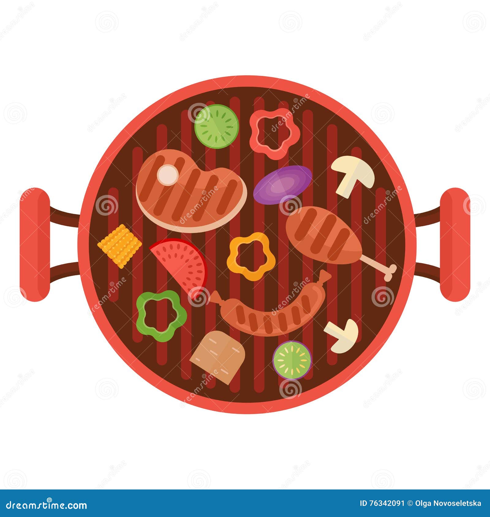Bbq Grill Pan with Vegetables Stock Vector Illustration of picnic