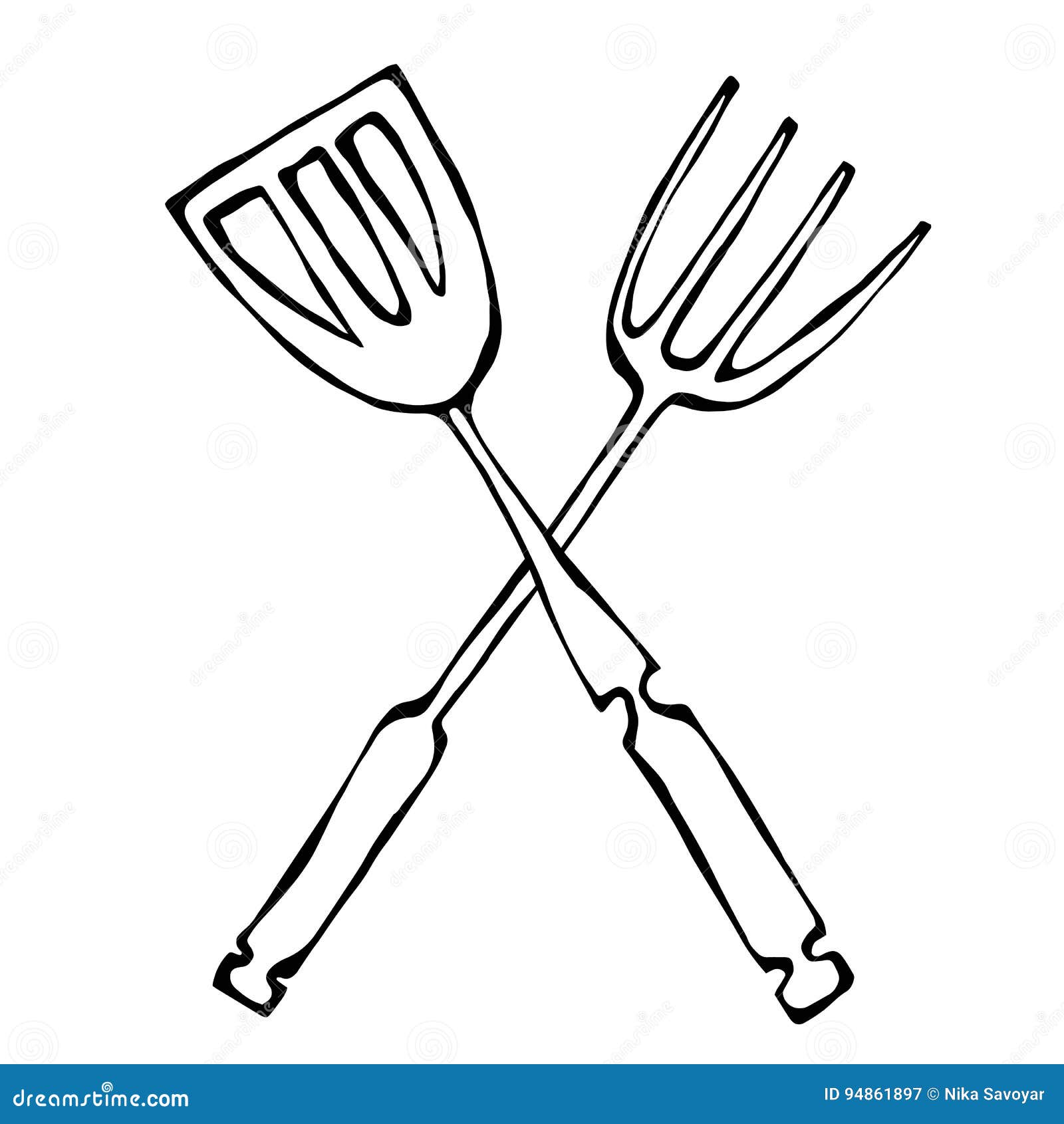 BBQ Or Grill Tools Icon. Crossed Barbecue Fork With Spatula. Isolated ...