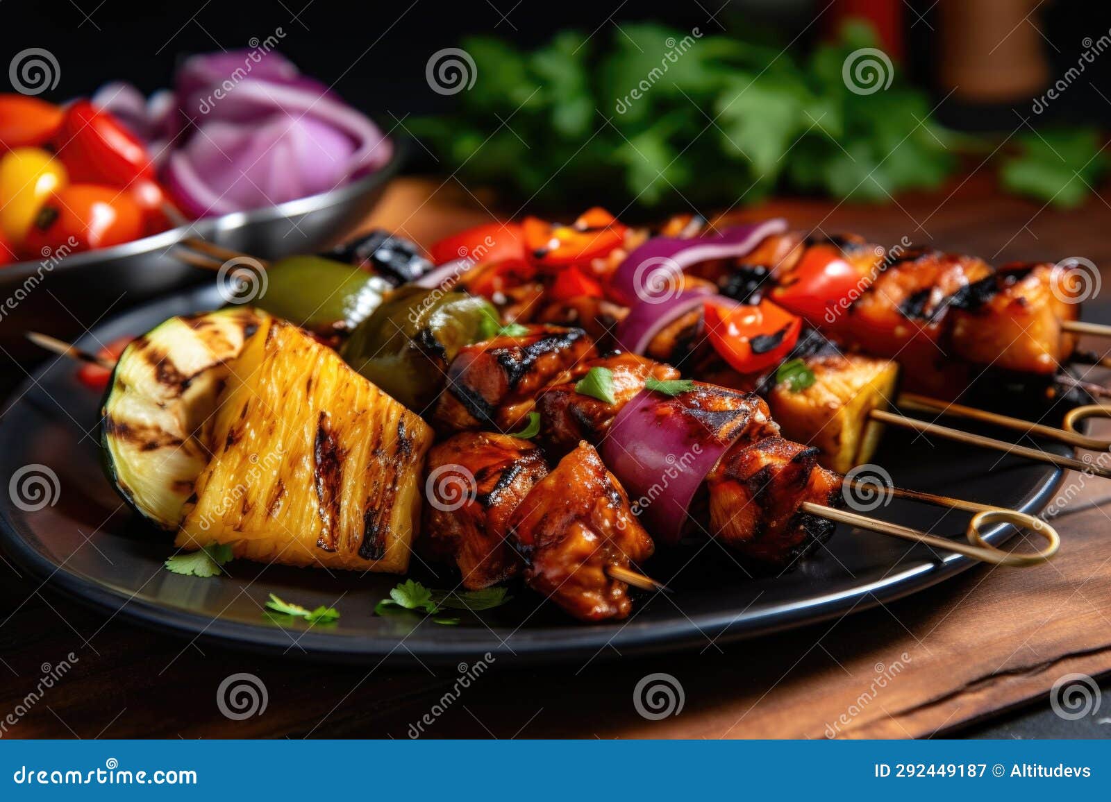 Bbq Jackfruit with Grilled Vegetables on a Skewer Stock Image Image