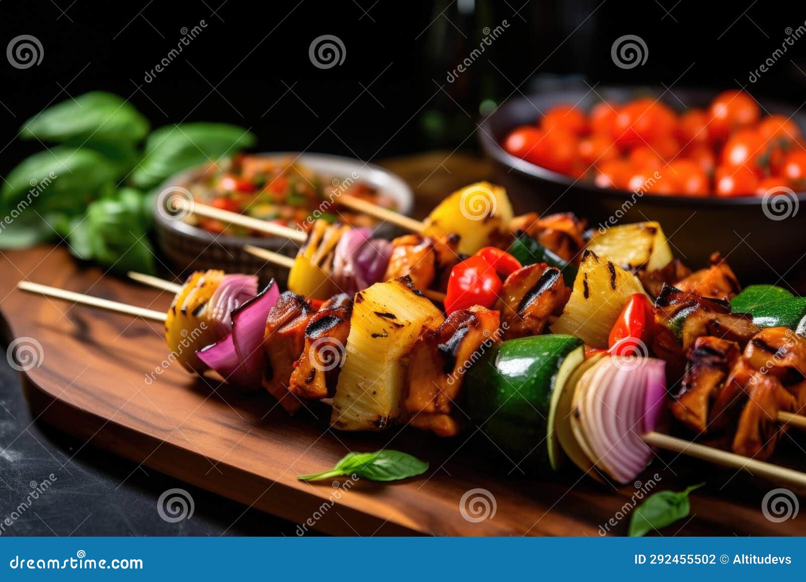 Bbq Jackfruit with Grilled Vegetables on a Skewer Stock Photo Image