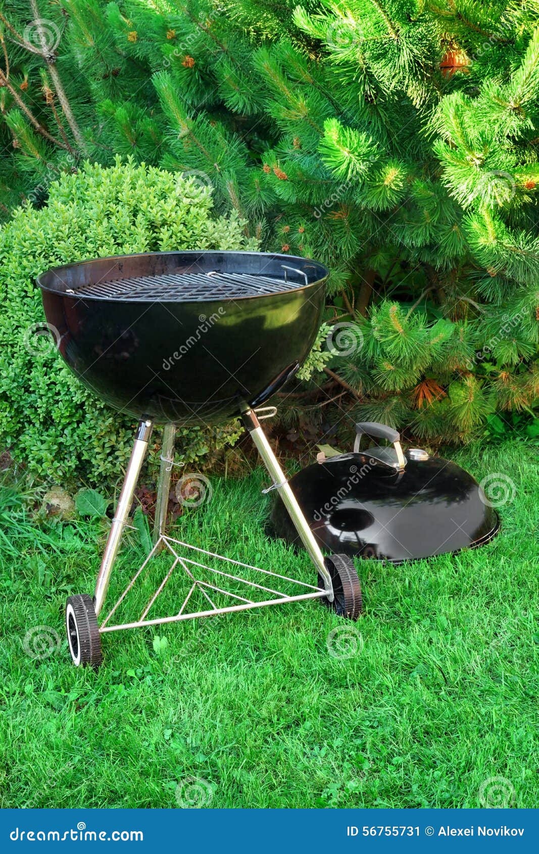 BBQ Kettle Grill Appliance on the Backyard Stock Image Image of