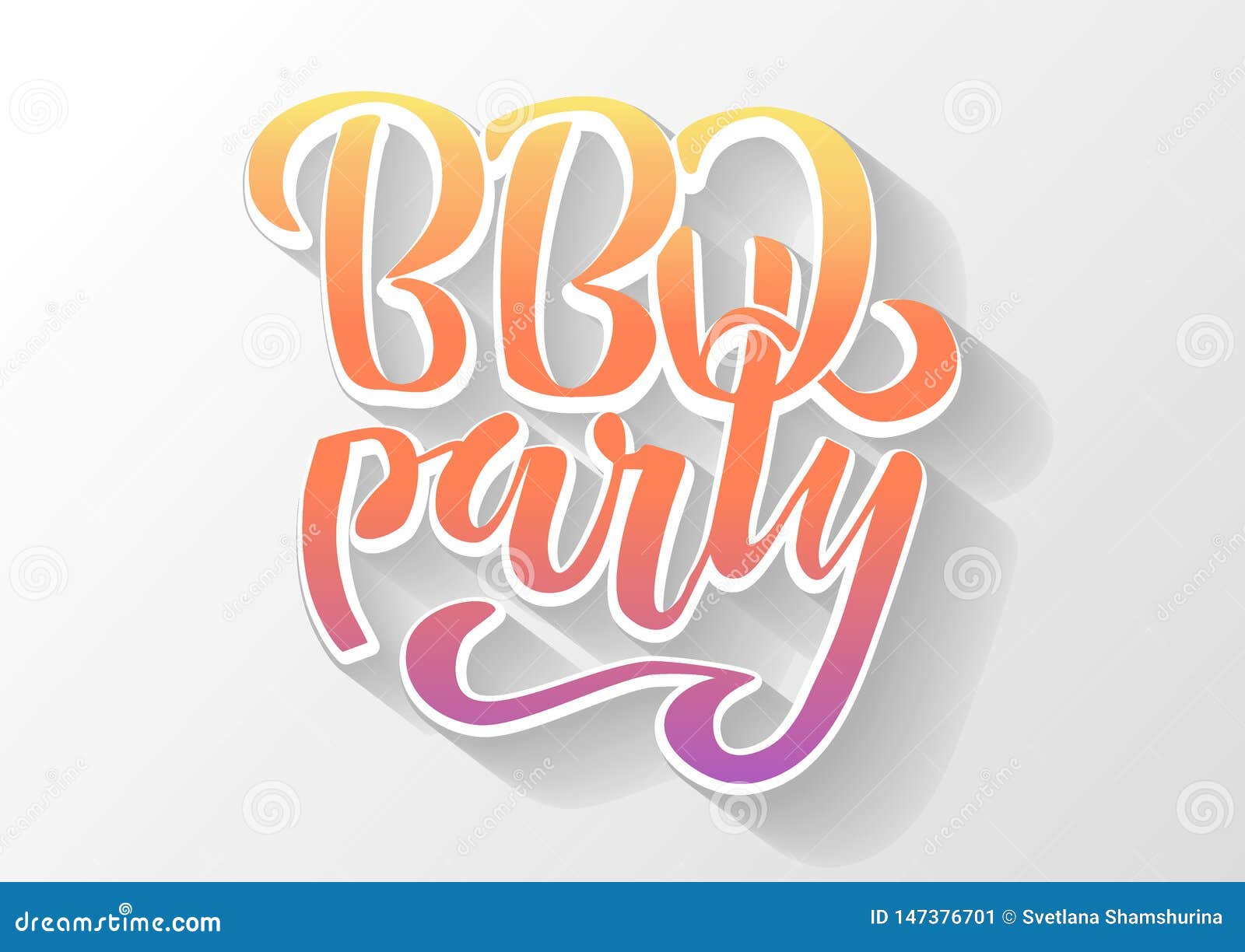 BBQ Party Hand Lettering Logo Vector Design Template. Gradient Barbecue