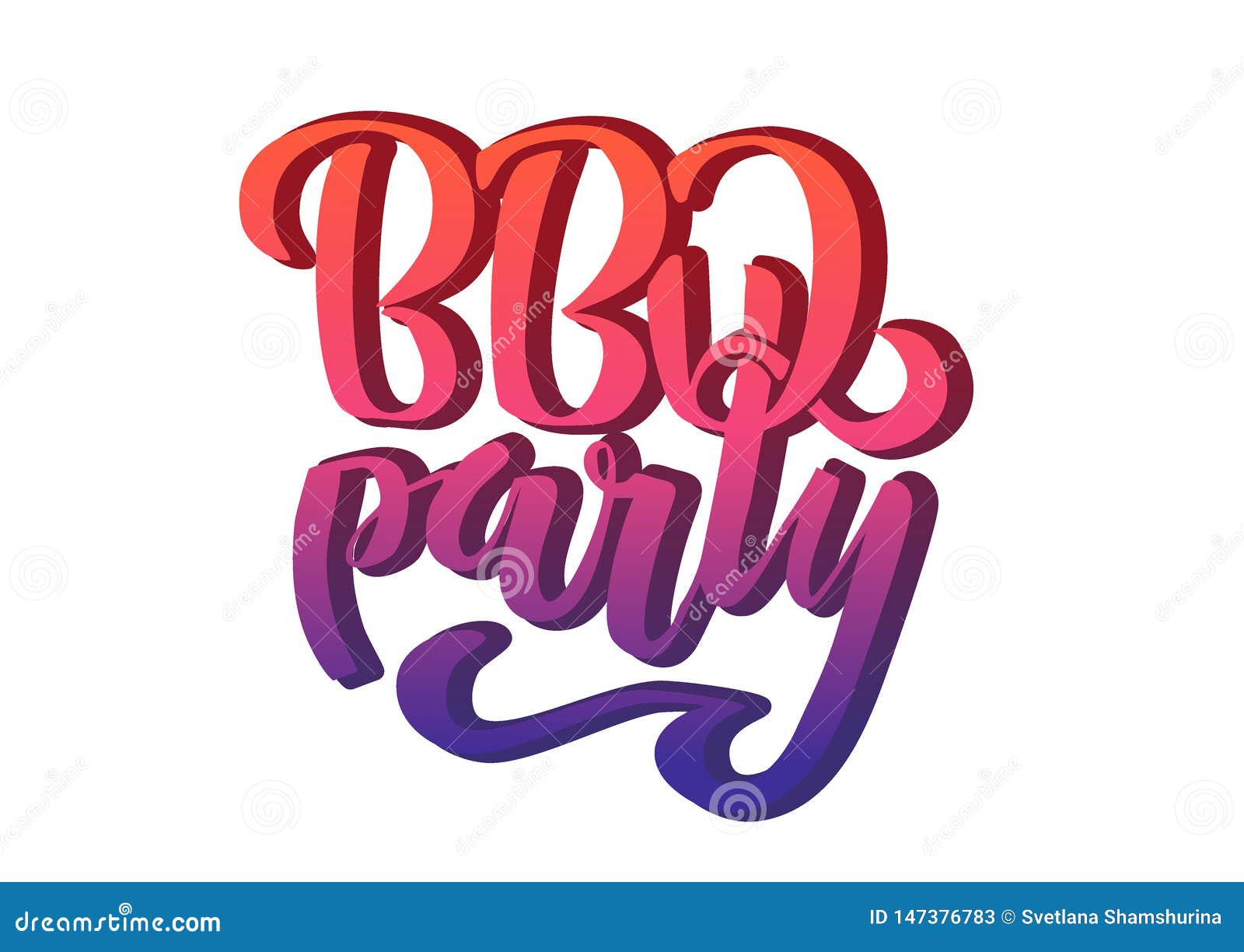 BBQ Party Hand Lettering Logo Vector Design Template. Gradient Barbecue