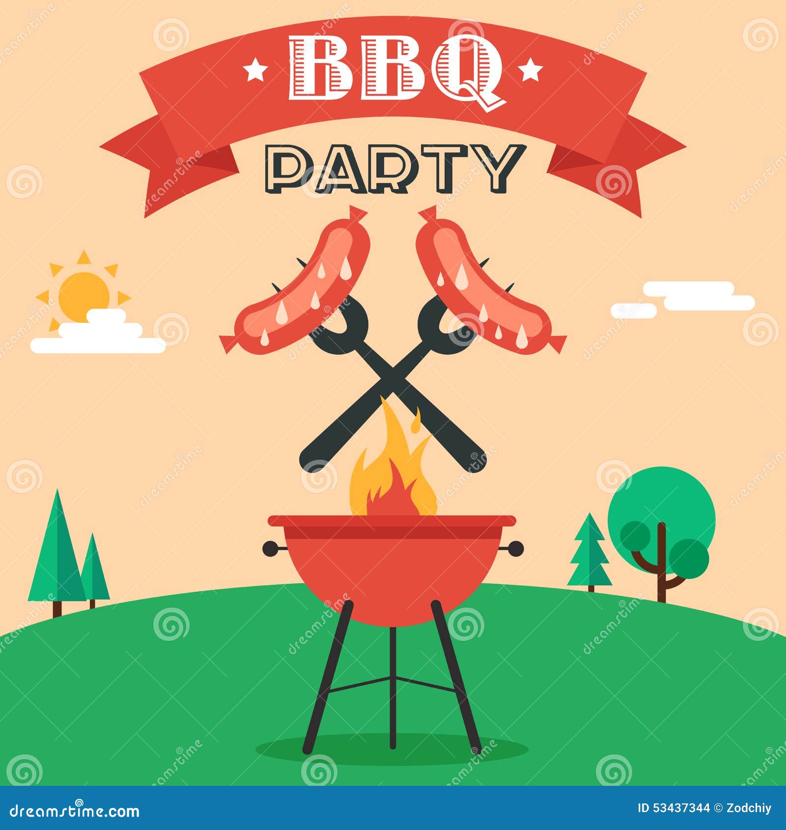 Bbq Party Invitation Stock Vector Illustration Of Grilling 53437344