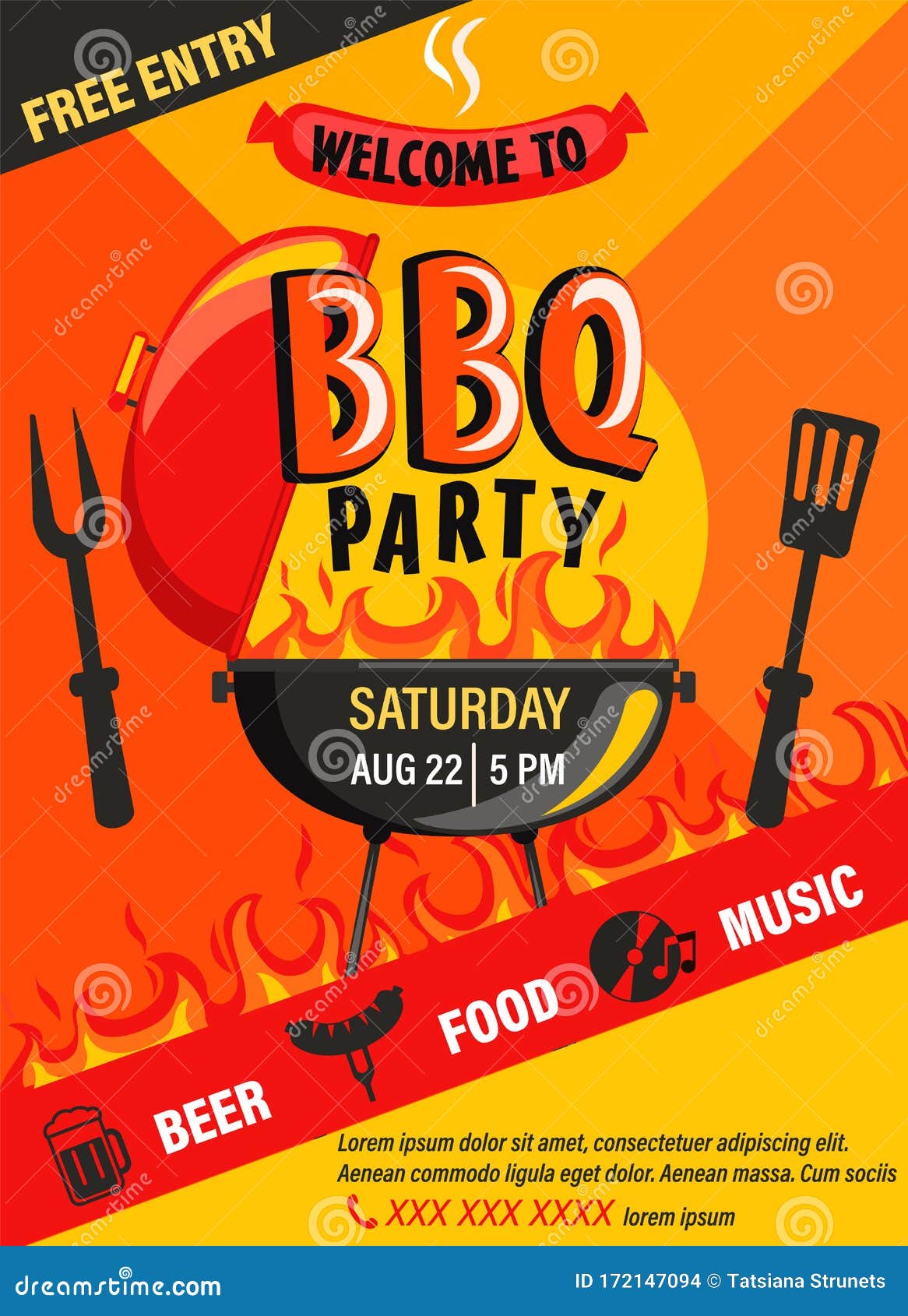BBQ Party Invitation Flyer. Stock Vector - Illustration of food Pertaining To Cookout Flyer Template