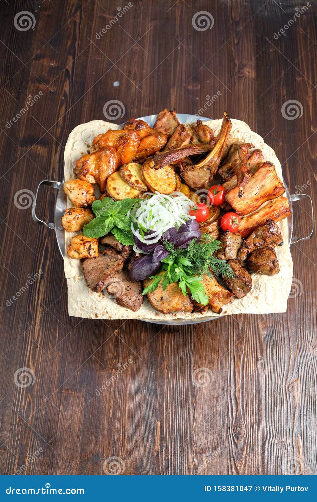 BBQ on Pita Bread. Restaurant Menu Stock Image Image of onion, rustic