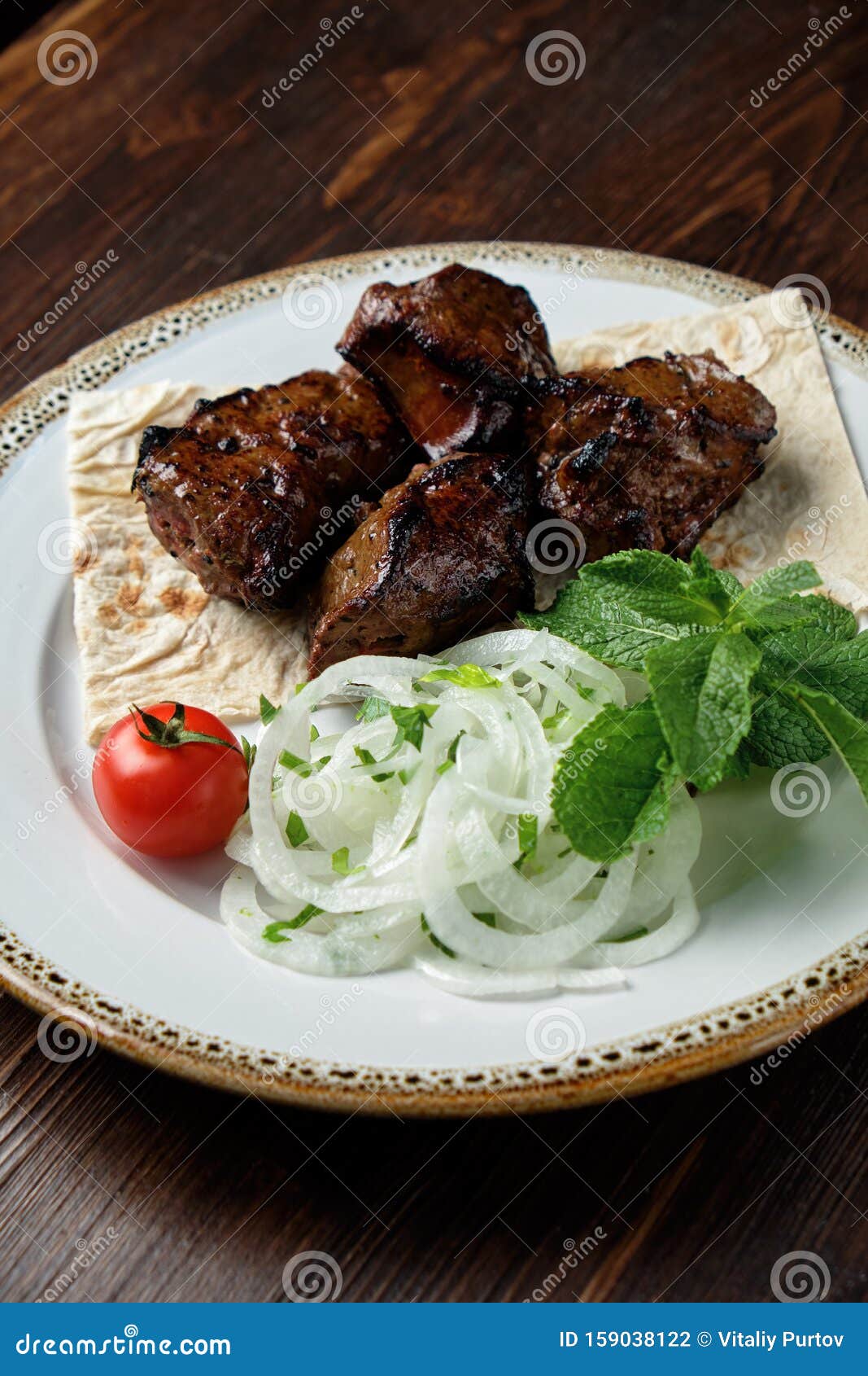 BBQ on Pita Bread. Restaurant Menu Stock Photo Image of greek