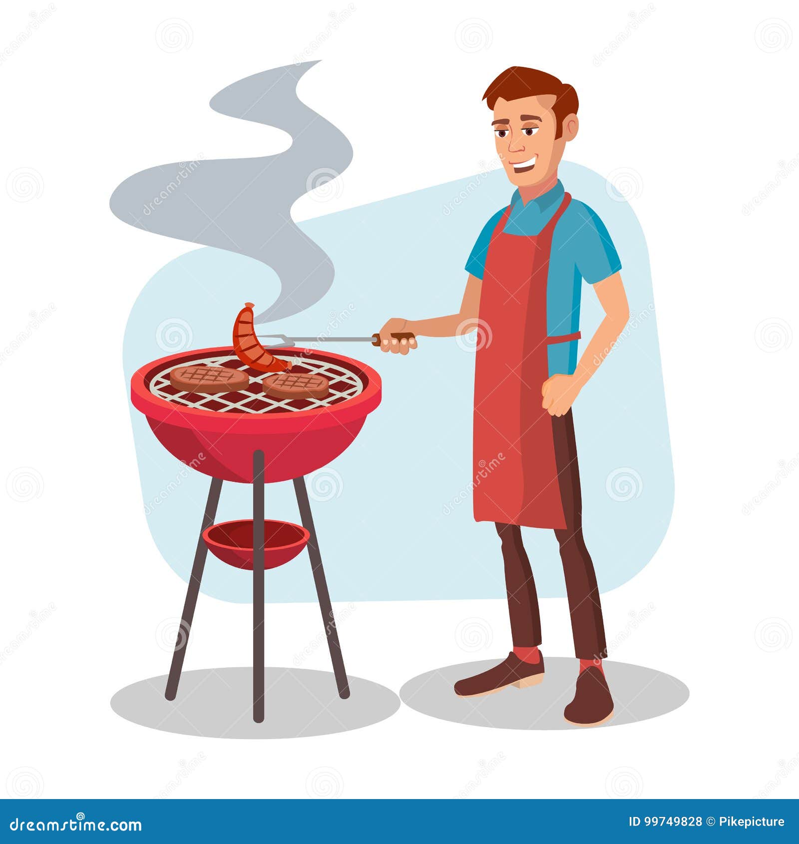 Bbq Que Cocina Vector Bbq De Grill Meat on Del Cocinero Del Hombre Ejemplo  Plano Del Personaje De Dibujos Animados Ilustración del Vector -  Ilustración de grilled, partido: 99749828