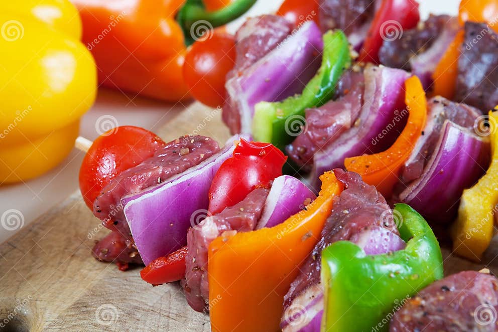 BBQ Ready Beef Kabobs stock photo. Image of cutting, meal 12724586