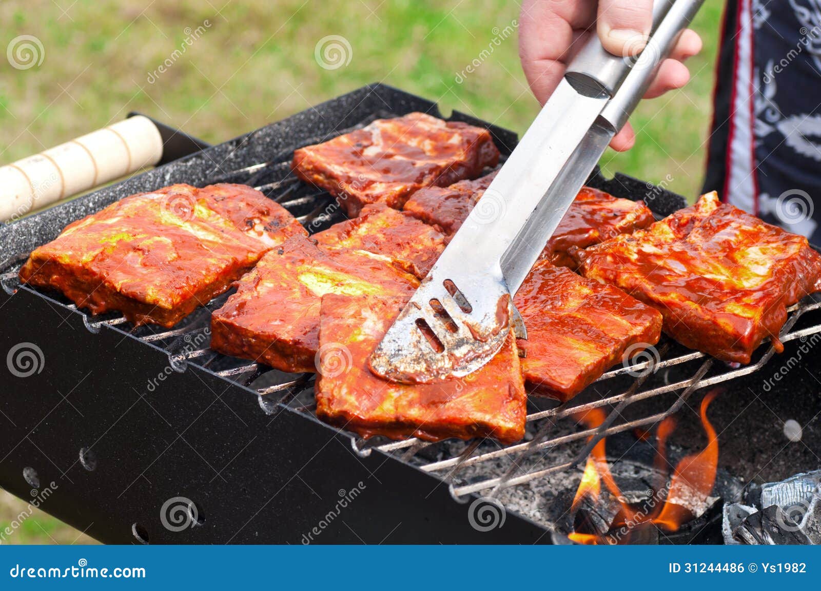 BBQ Ribs on Grill with Charcoal Stock Photo Image of barbecue, hungry