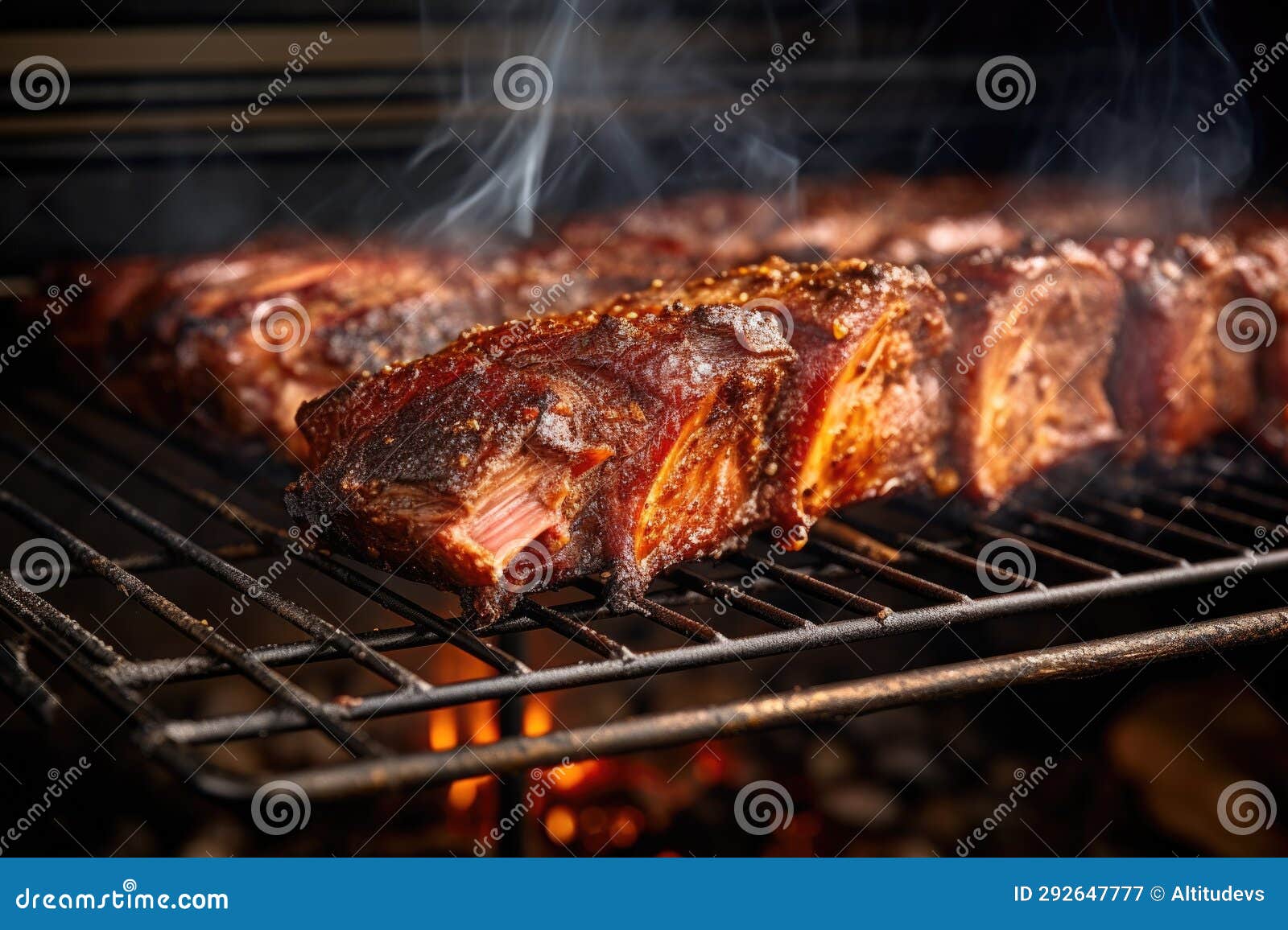 Bbq Ribs Inside a Steel Grill Cage Stock Image Image of meat, grill