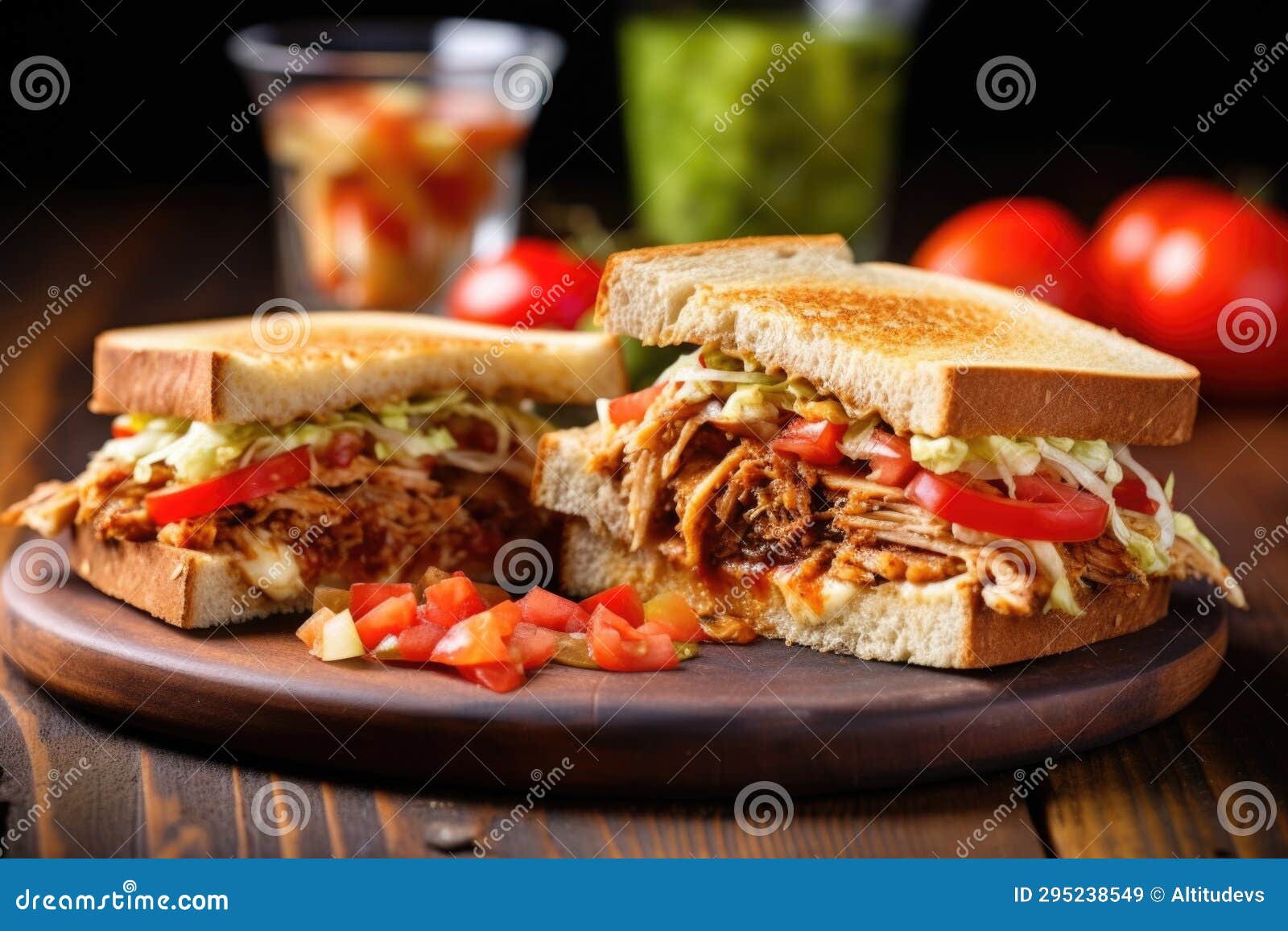 Bbq Sandwich with Coleslaw and Cherry Tomatoes on the Side Stock Image