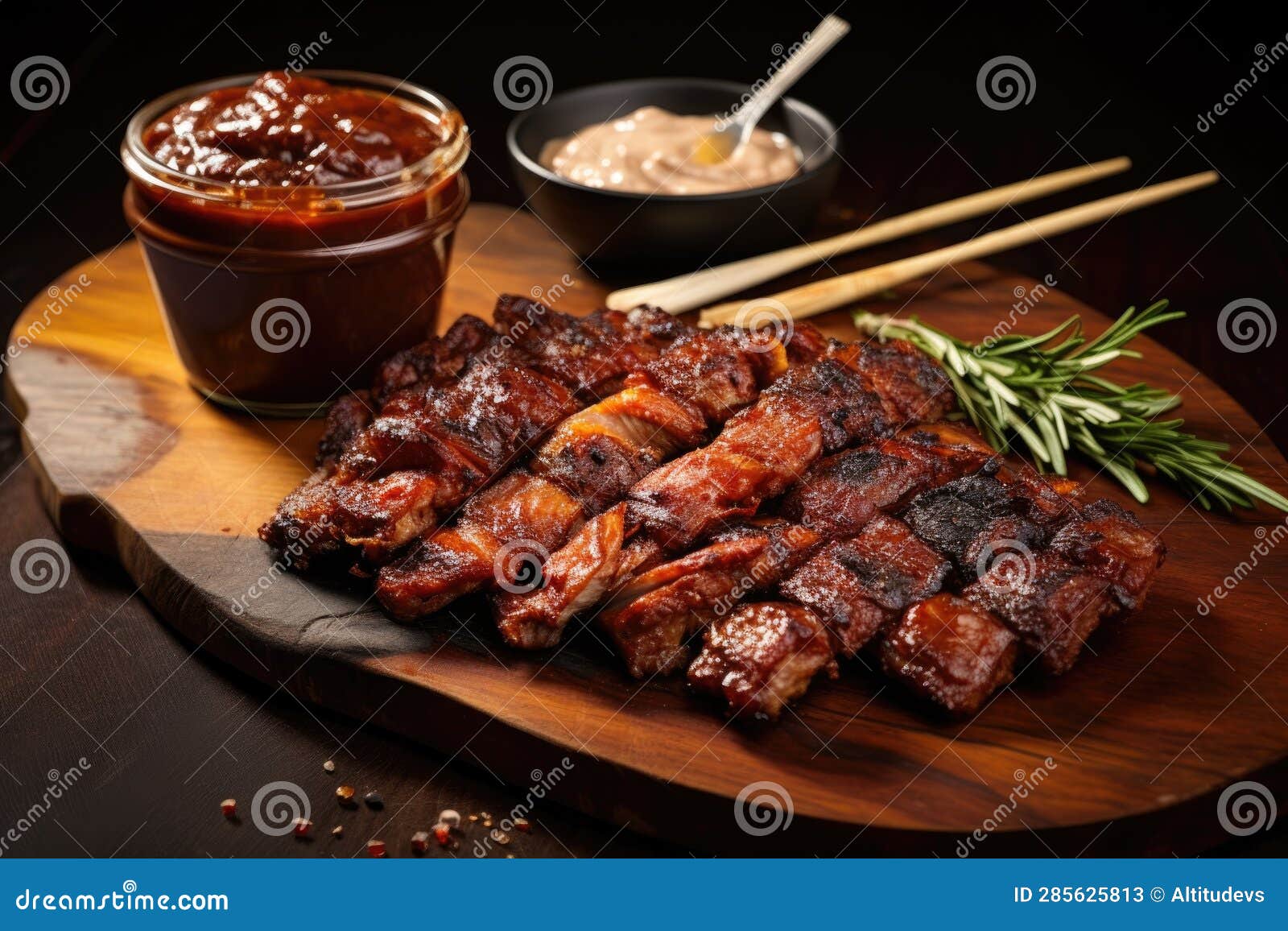 Bbq Sauce and Brush beside Marinated Ribs Stock Image Image of sauce