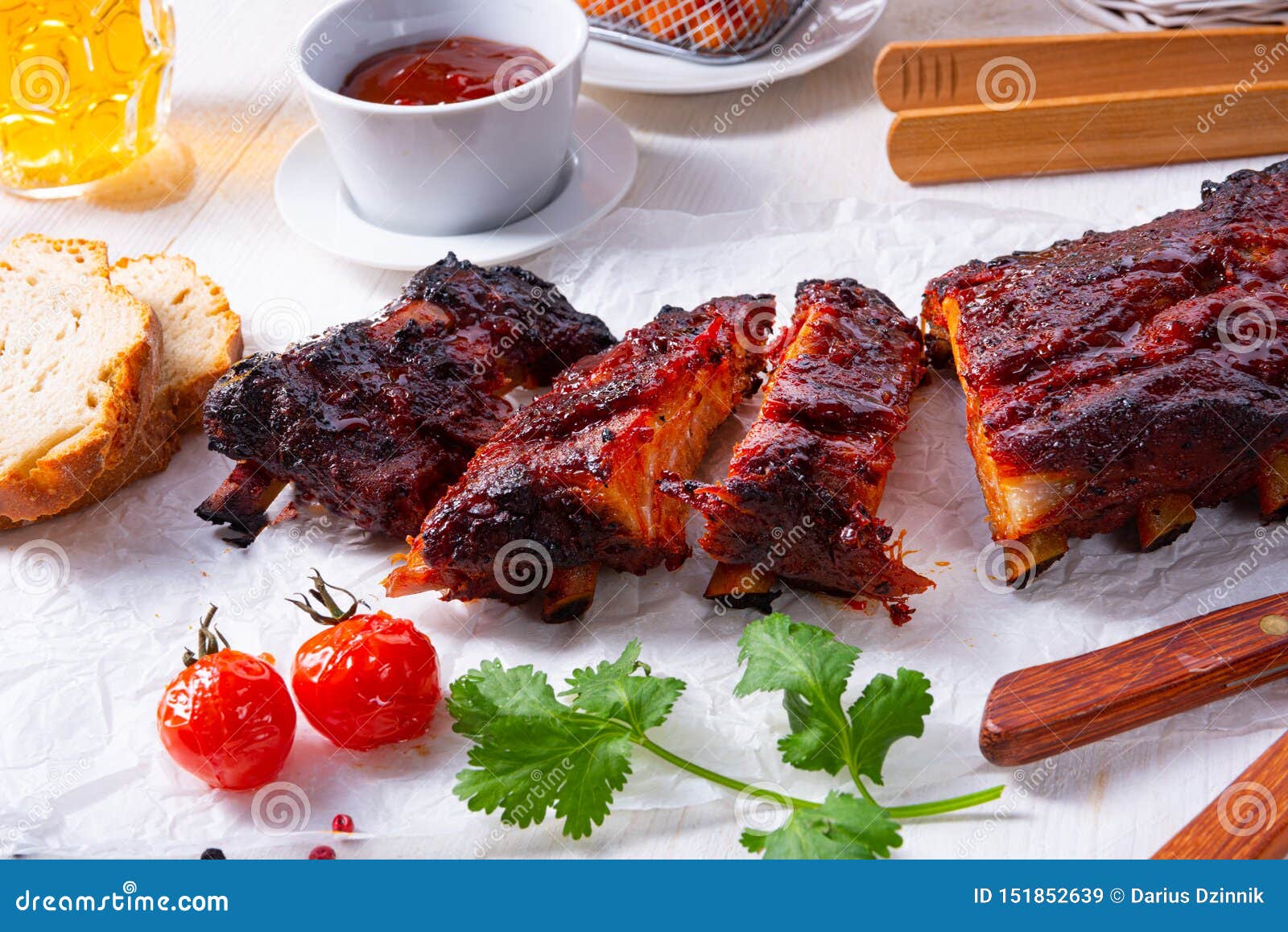 BBQ Spare Ribs from a Charcoal Grill Stock Image Image of cooking