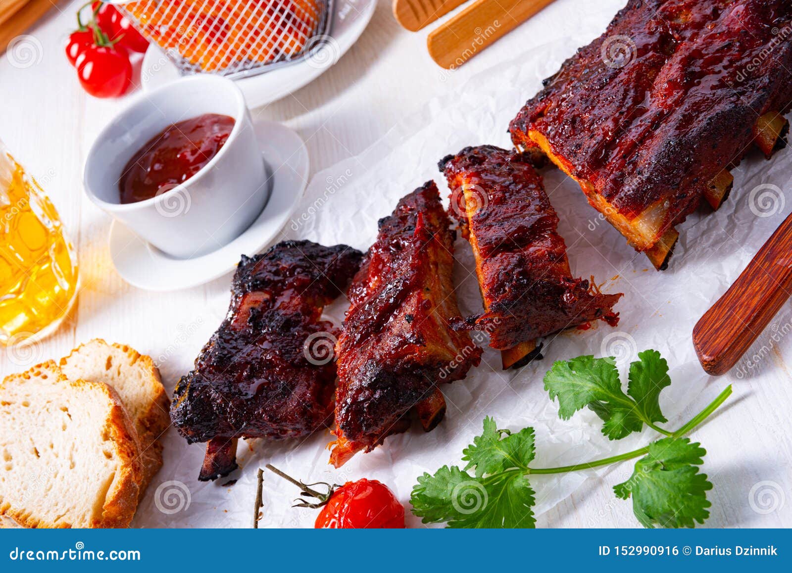 BBQ Spare Ribs from a Charcoal Grill Stock Photo Image of honey, marinated 152990916