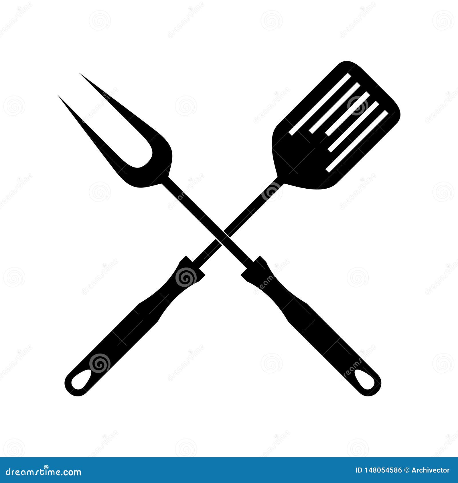 BBQ Tools. Spatula and Fork Crossed Stock Vector - Illustration of crossed,  metal: 148054586