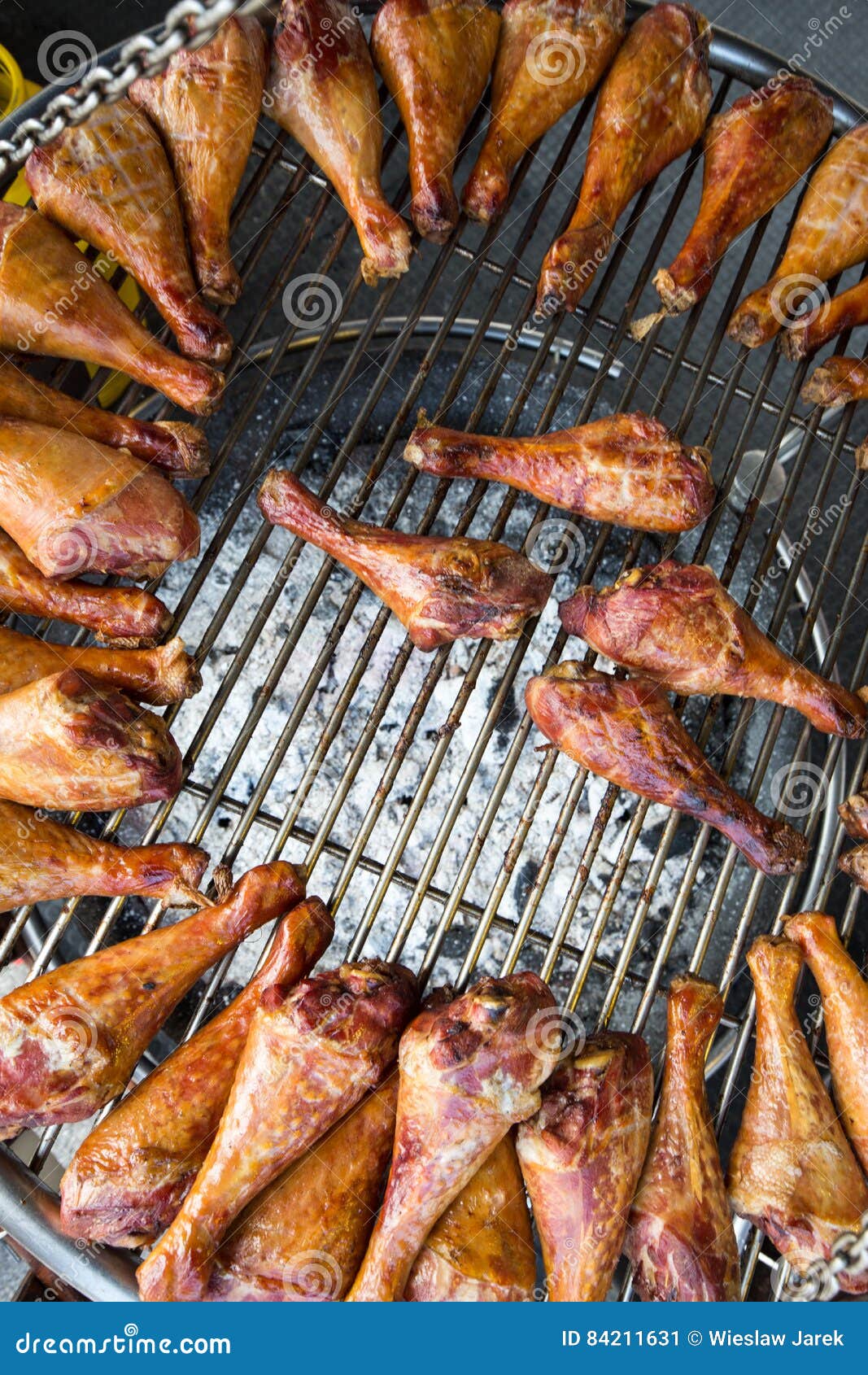BBQ Turkey Legs on a Large Grill Stock Image Image of nutrition