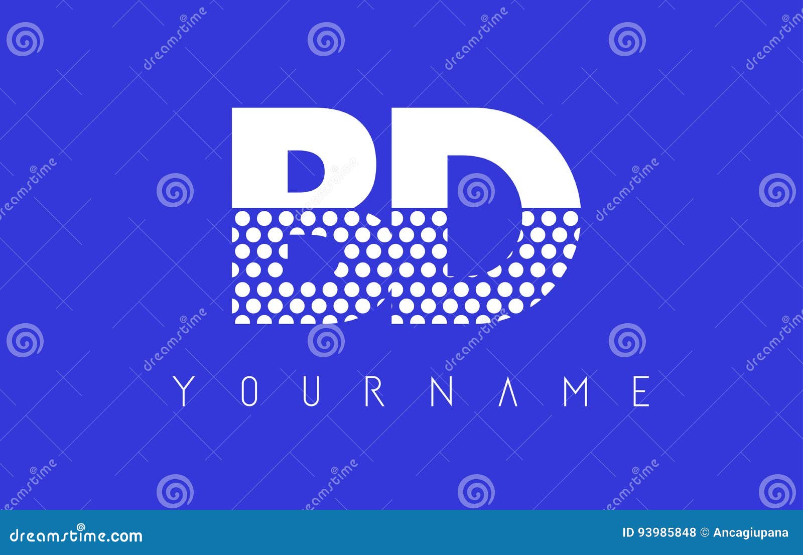BD B D Dotted Letter Logo Design with Blue Background. Stock Vector ...